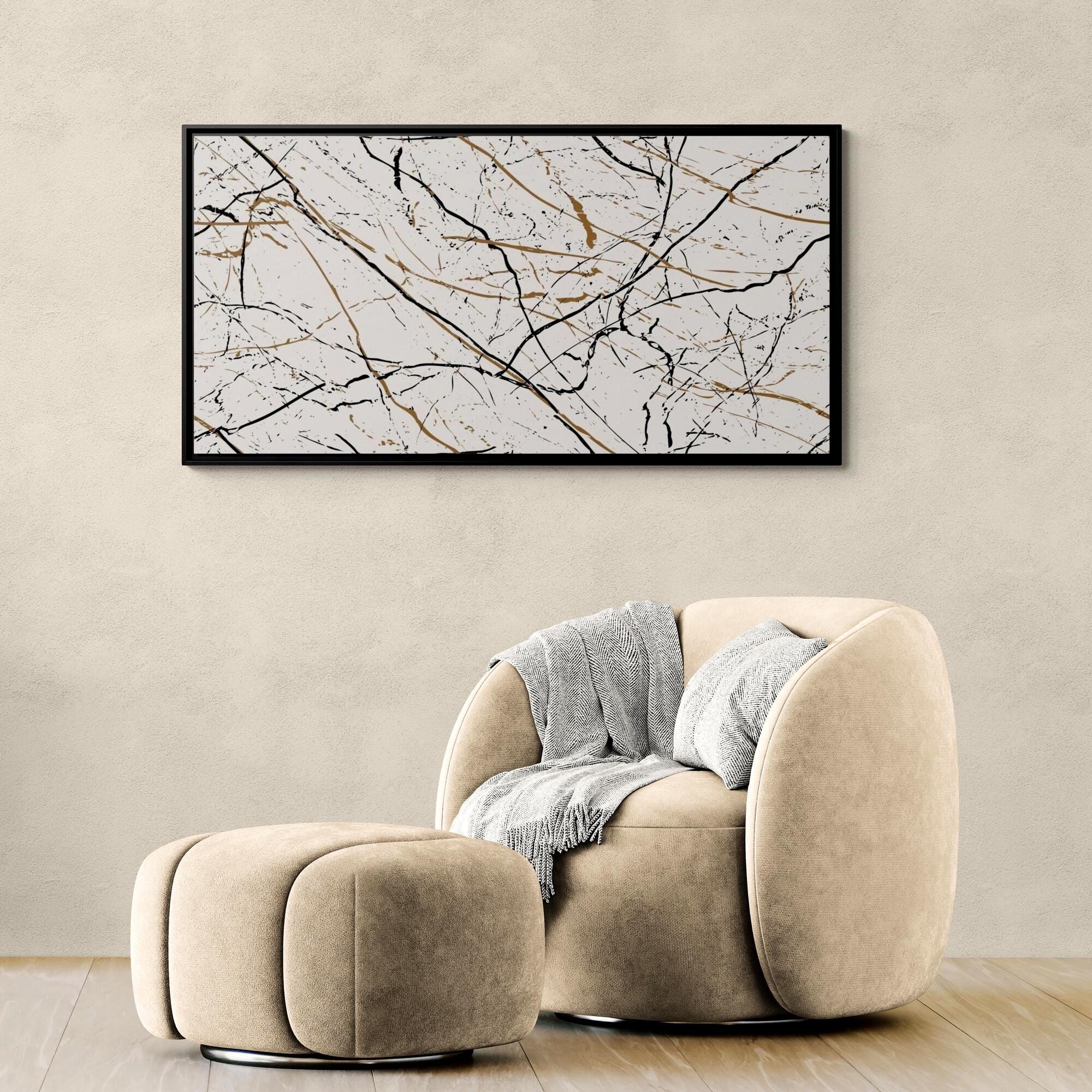 Minimalist Marble Veins Abstract - Framed Canvas Wall Art