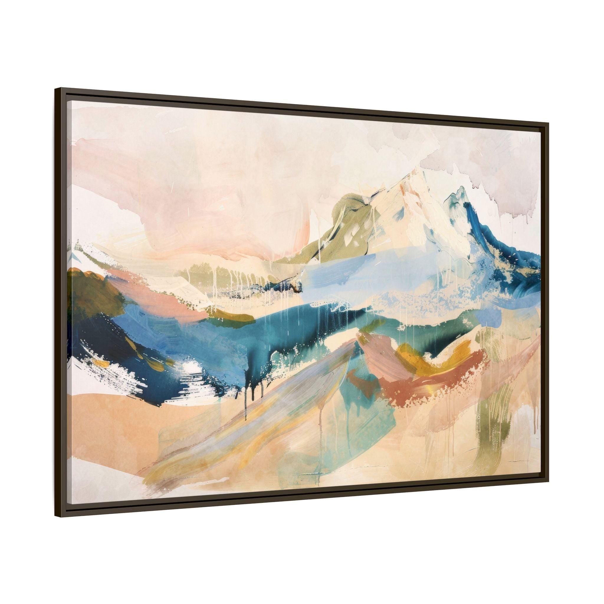 Abstrakte Berglandschaft – Gerahmtes Leinwandbild