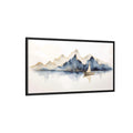 Mountains and Sailboat Watercolor Art - Framed Canvas Wall Art