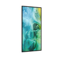 Teal and Green Smoke Abstract Framed Canvas Wall Art