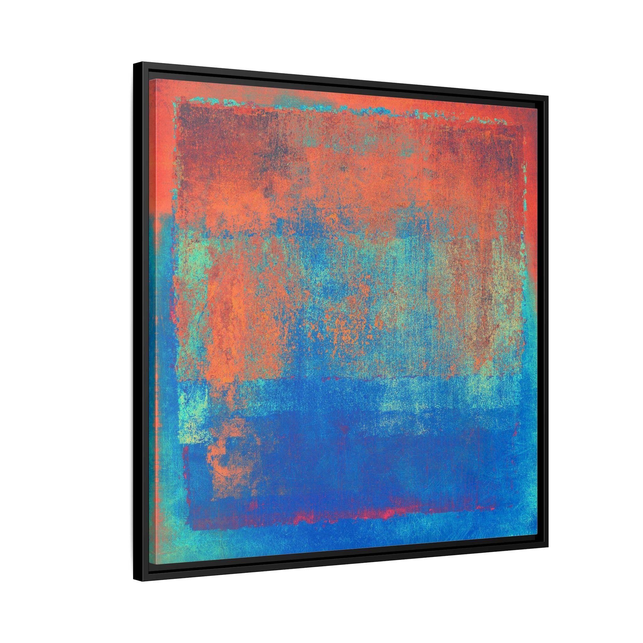 Abstrakte Orange, Grün und Blau Farbflächenkunst - Gerahmte Leinwand-Wandkunst