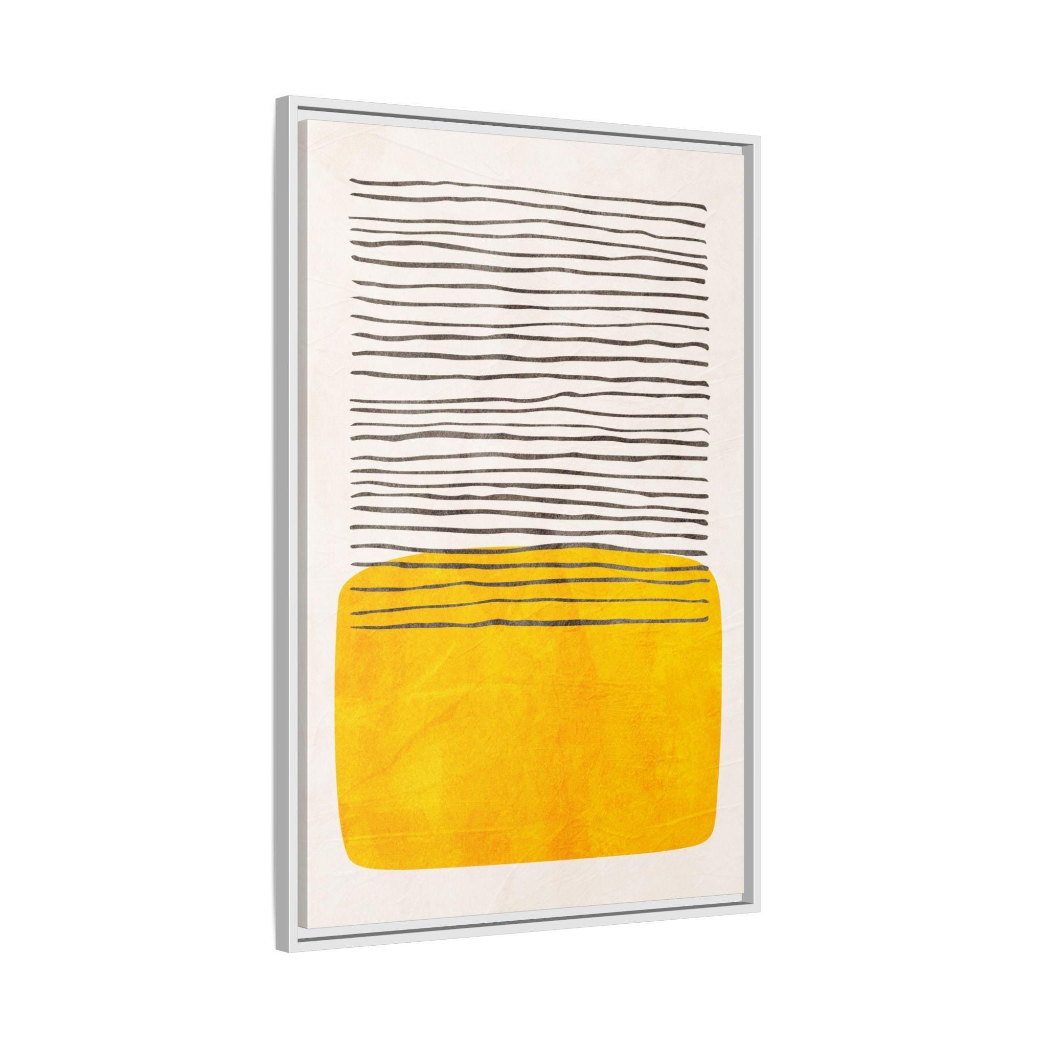 Abstrakte, minimalistische gelbe Blockkunst – Stil B – Gerahmte Leinwand-Wandkunst