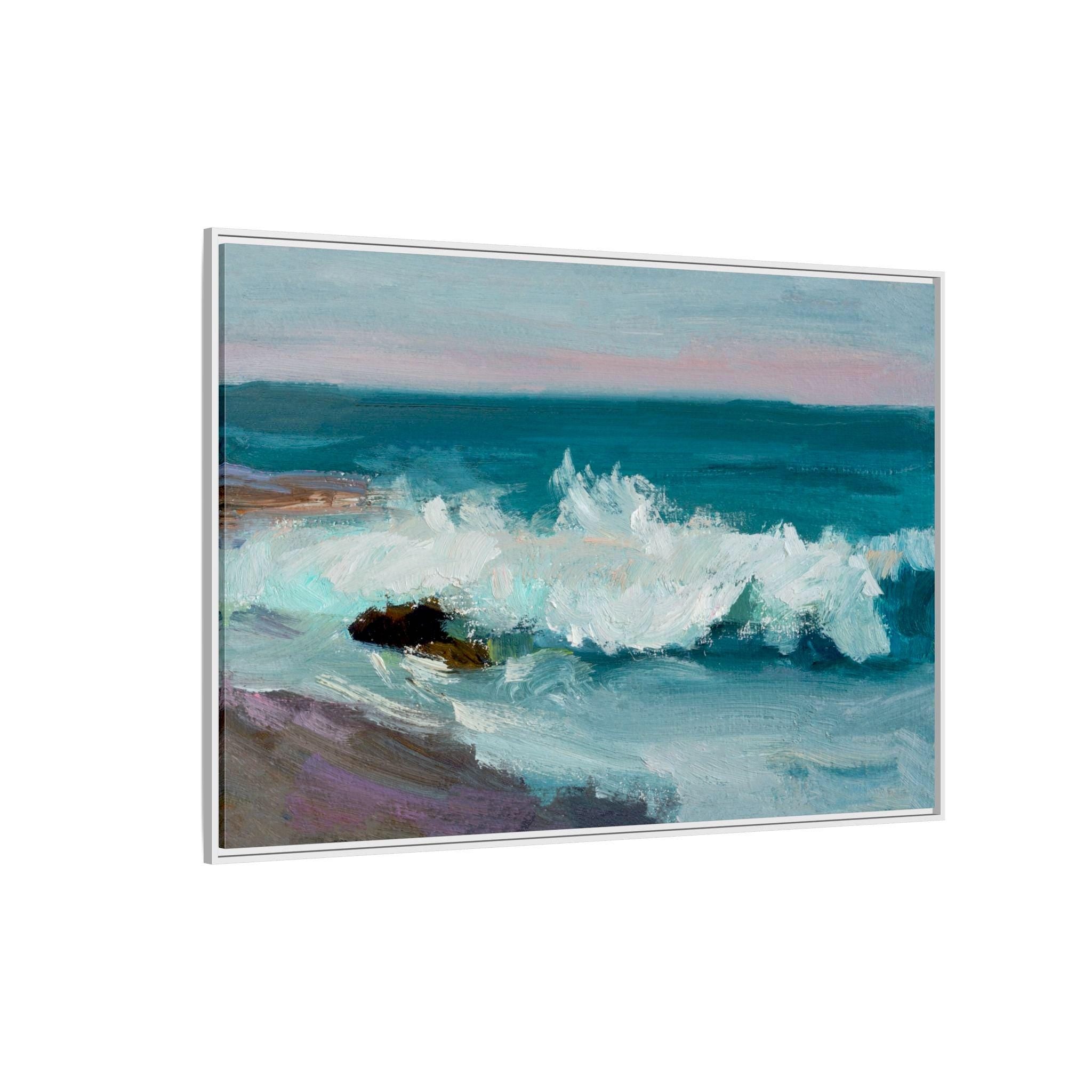 Seaside Waves Ocean Abstract - Framed Canvas Wall Art