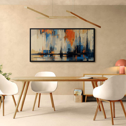 Abstract Cityscape Drip Art - Framed Canvas Wall Art