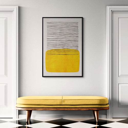 Abstract Minimal Yellow Block Art - Style B - Framed Canvas Wall Art