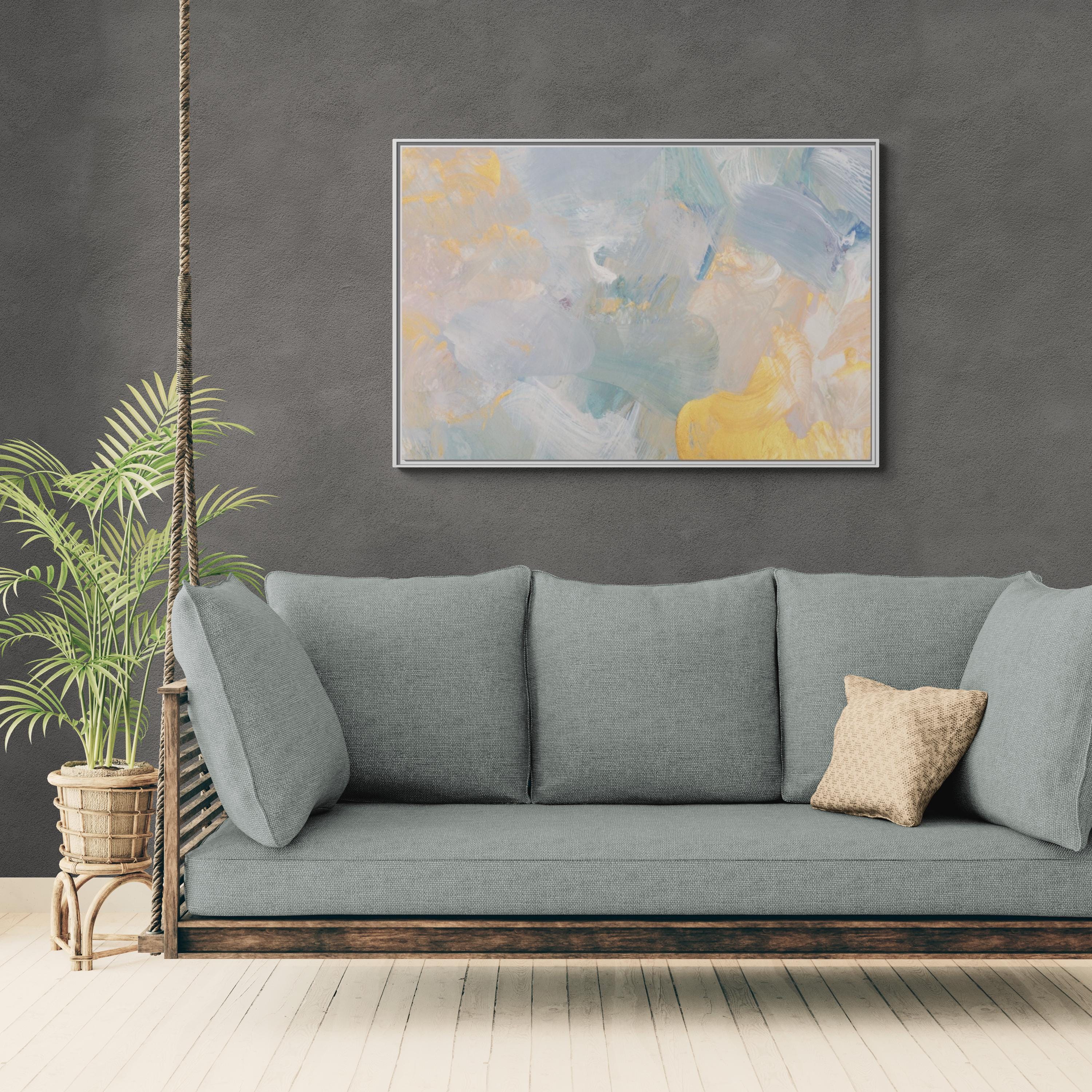 Abstrakte Pastell-Pinselstriche gerahmte Leinwandkunst
