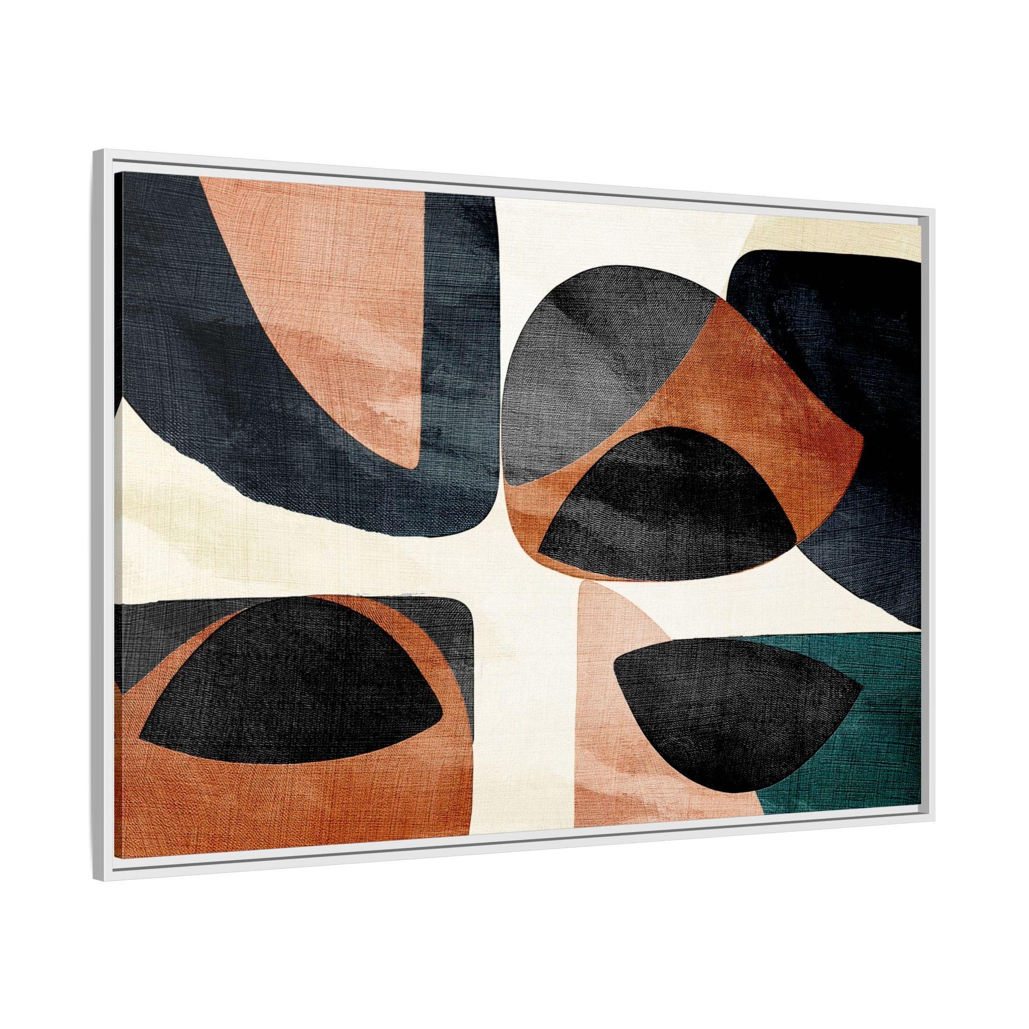 Abstrakte Mid-Century Formen – Gerahmte Leinwand-Wandkunst