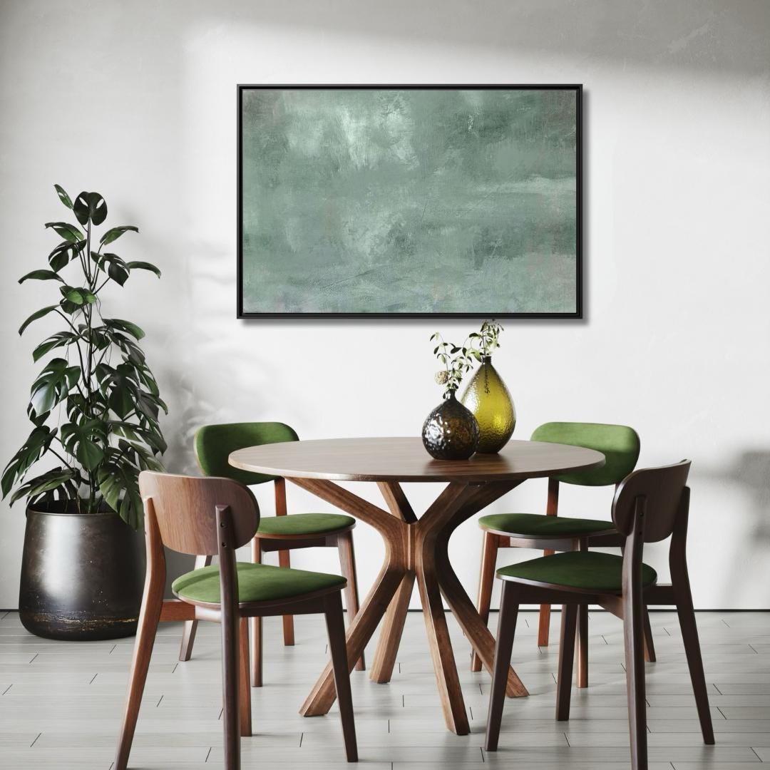 Green Abstract Watercolor Art - Framed Canvas Wall Art
