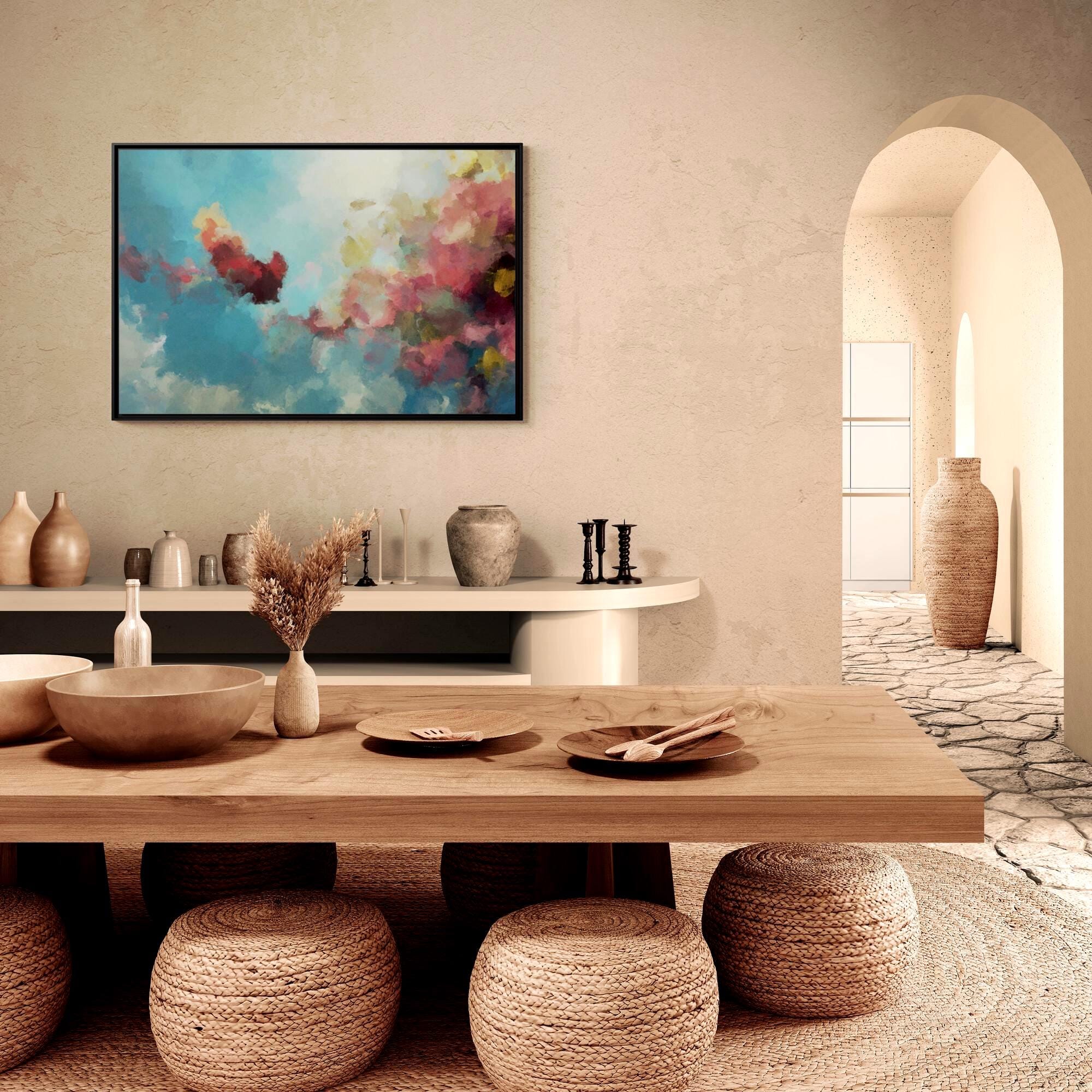 Abstract Pastel Clouds Art - Framed Canvas Wall Art