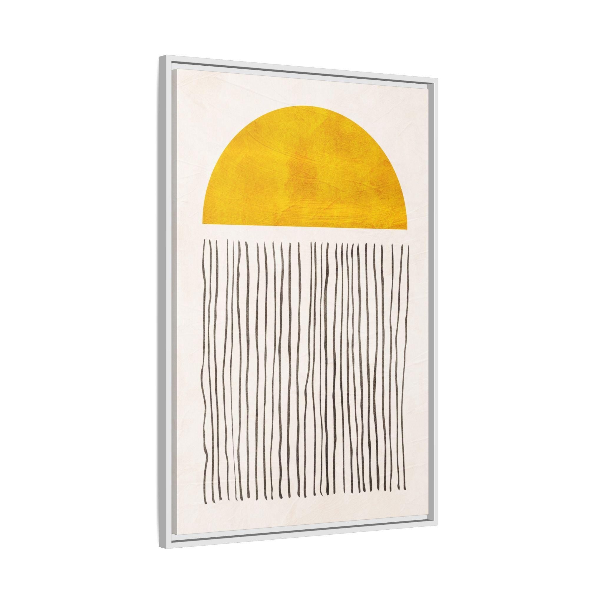 Abstract Yellow Sun Minimalist Art - Style A - Framed Canvas Wall Art