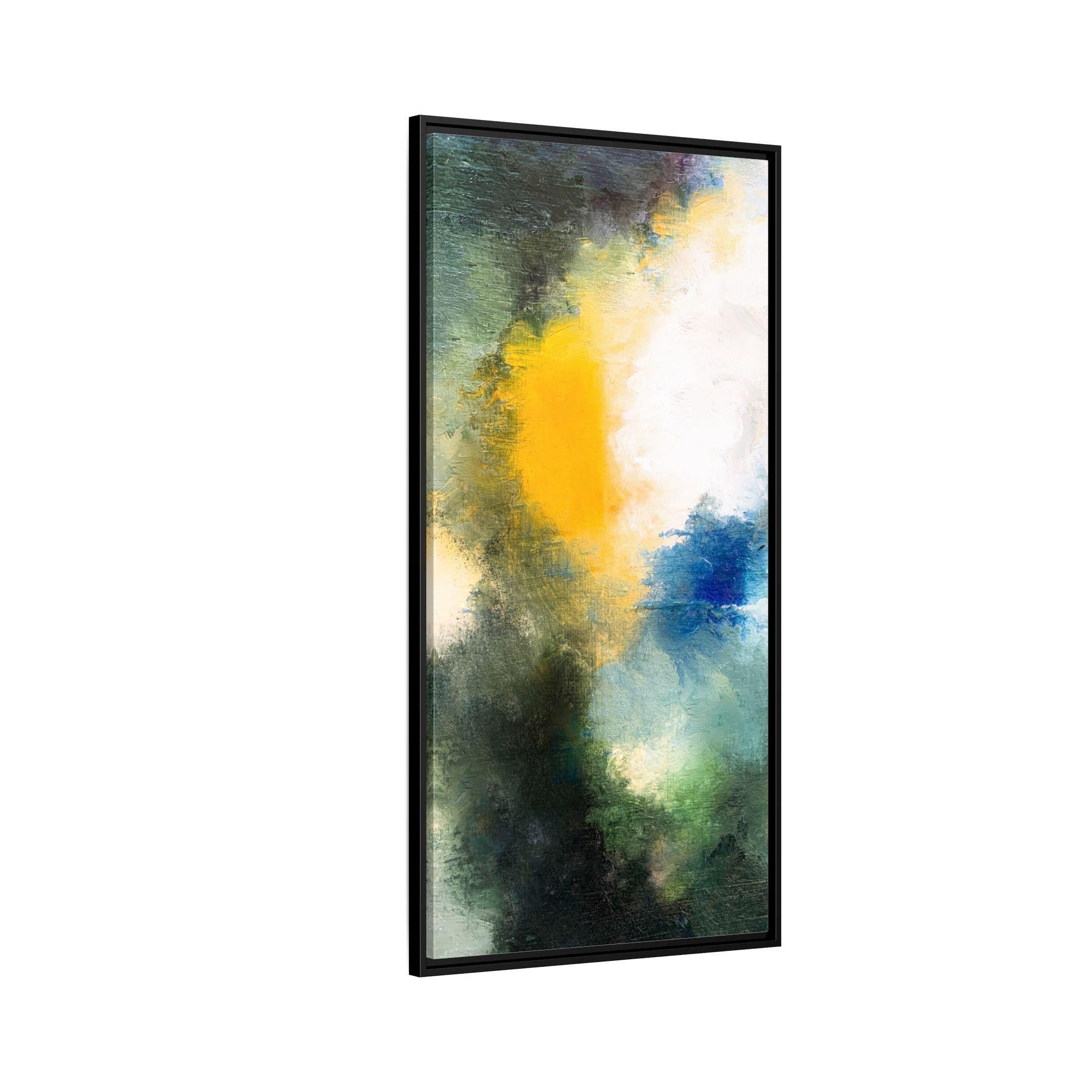 Abstract Yellow, Blue and Green Color Burst Wall Art