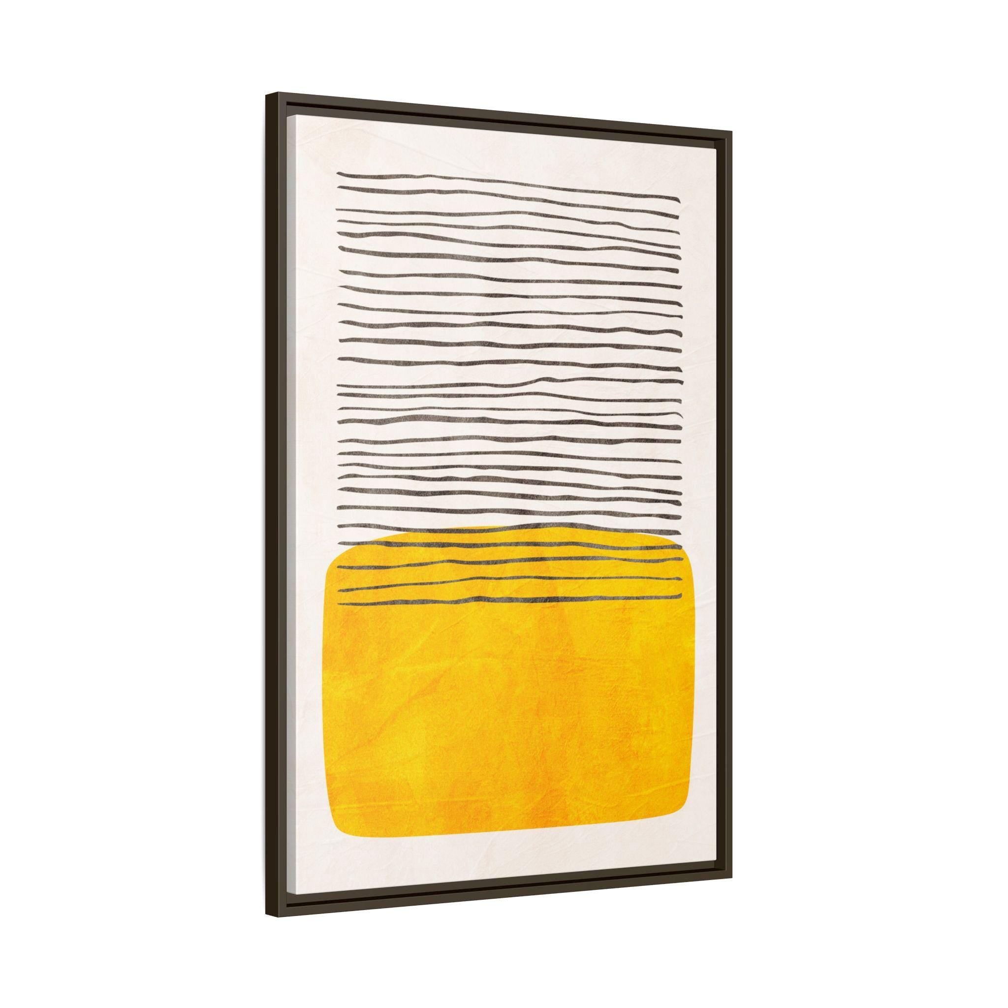 Abstrakte, minimalistische gelbe Blockkunst – Stil B – Gerahmte Leinwand-Wandkunst