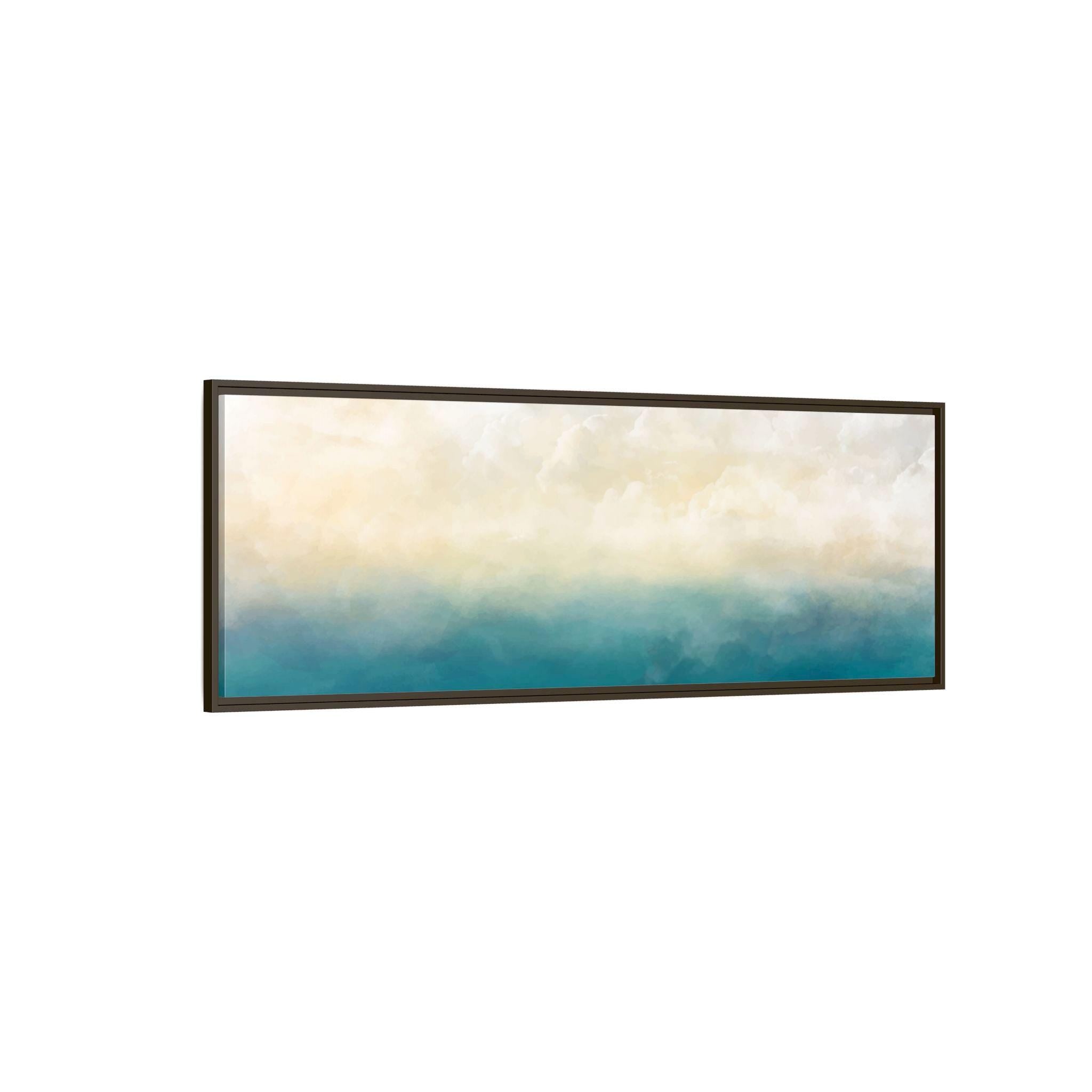 Abstrakte Wandkunst auf Leinwand in Petrol und Ozeanblau – Gerahmt