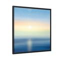 Ocean Sunrise Watercolor Seascape Art - Framed Canvas Wall Art
