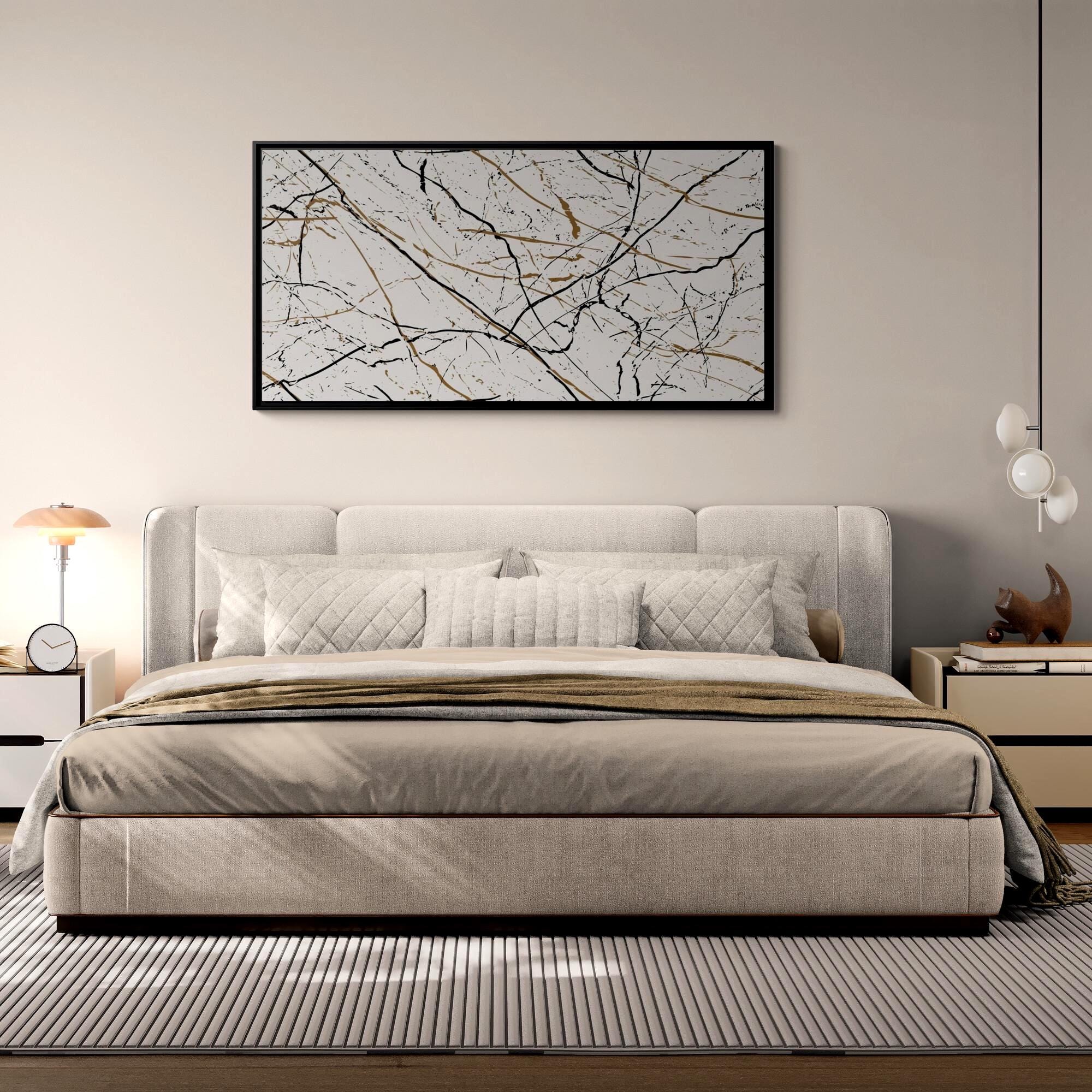 Minimalist Marble Veins Abstract - Framed Canvas Wall Art