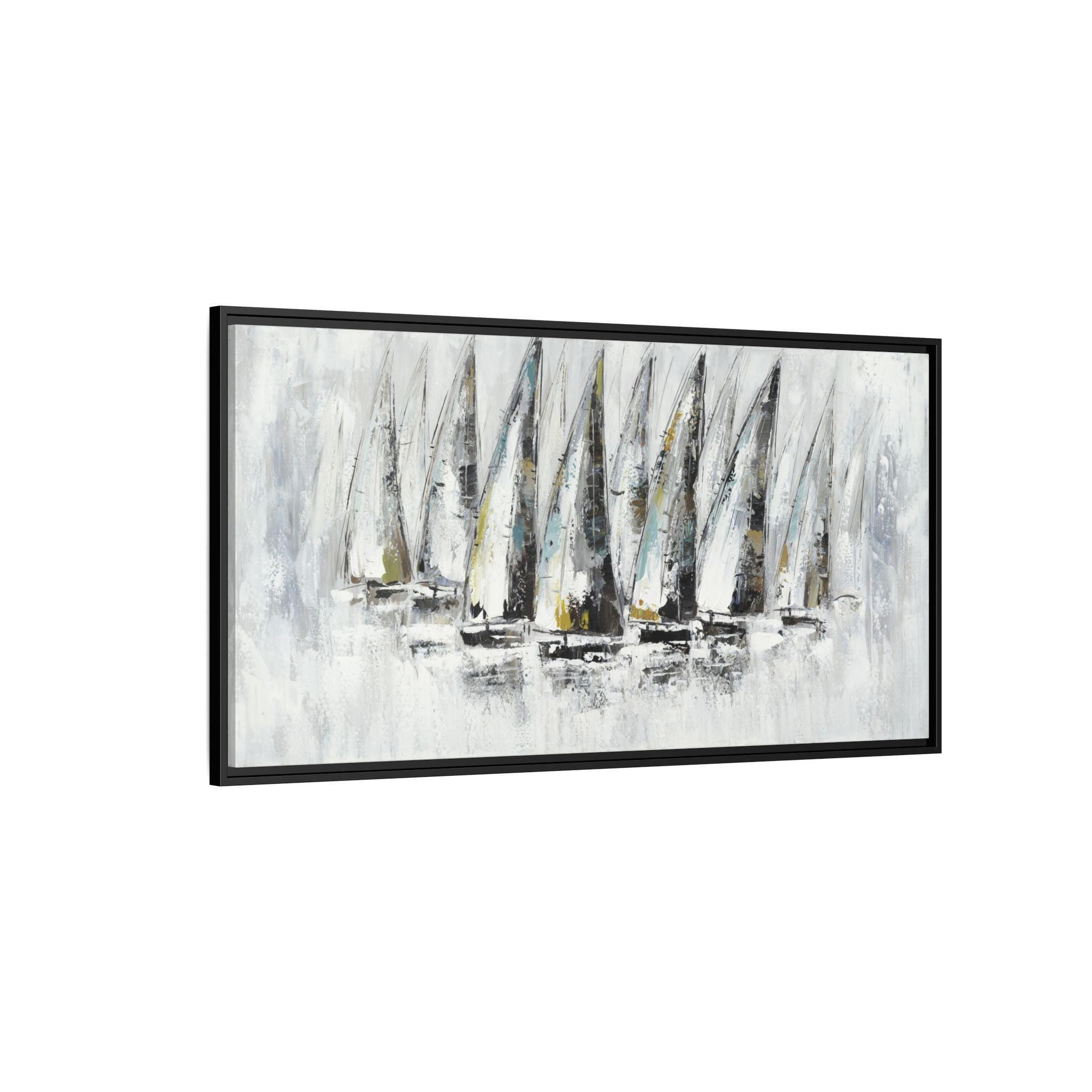 Nautical Abstract Sailboats Painting - Framed Canvas Wall Art