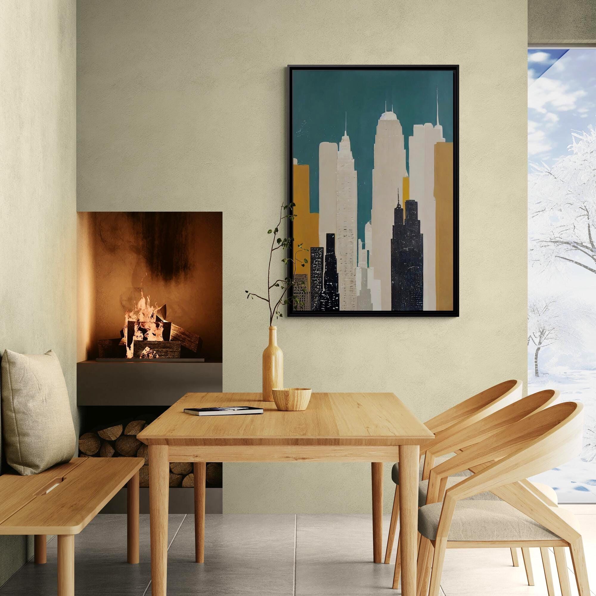 Abstrakte New Yorker Skyline Urban Art – Gerahmte Leinwand-Wandkunst