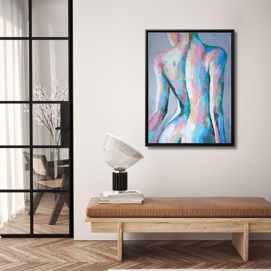 Abstrakte weibliche Figur Kunst - Gerahmte Leinwand Wandkunst