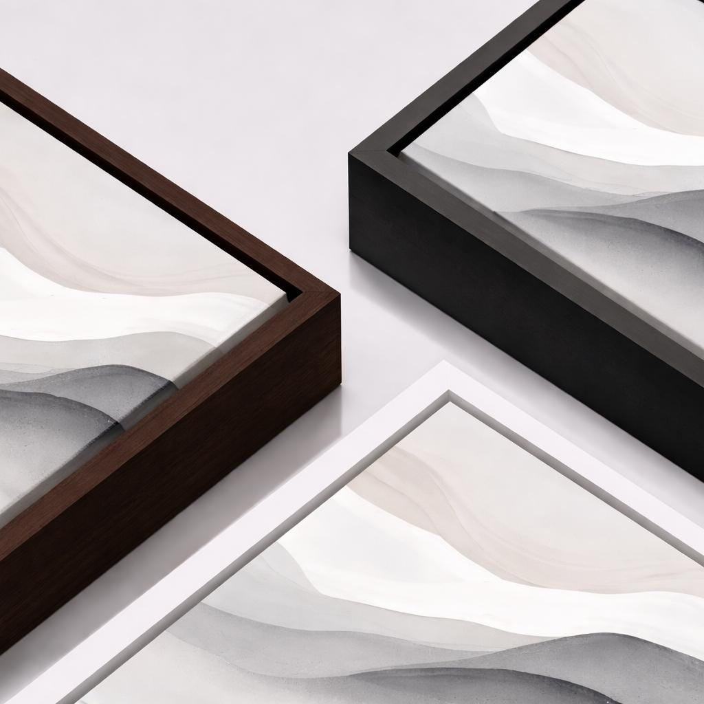 Neutrale abstrakte Berglandschaft – gerahmte Leinwand-Wandkunst
