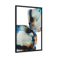 Abstrakte blaue braune Tuschemalerei – Stil A – Gerahmte Leinwand-Wandkunst