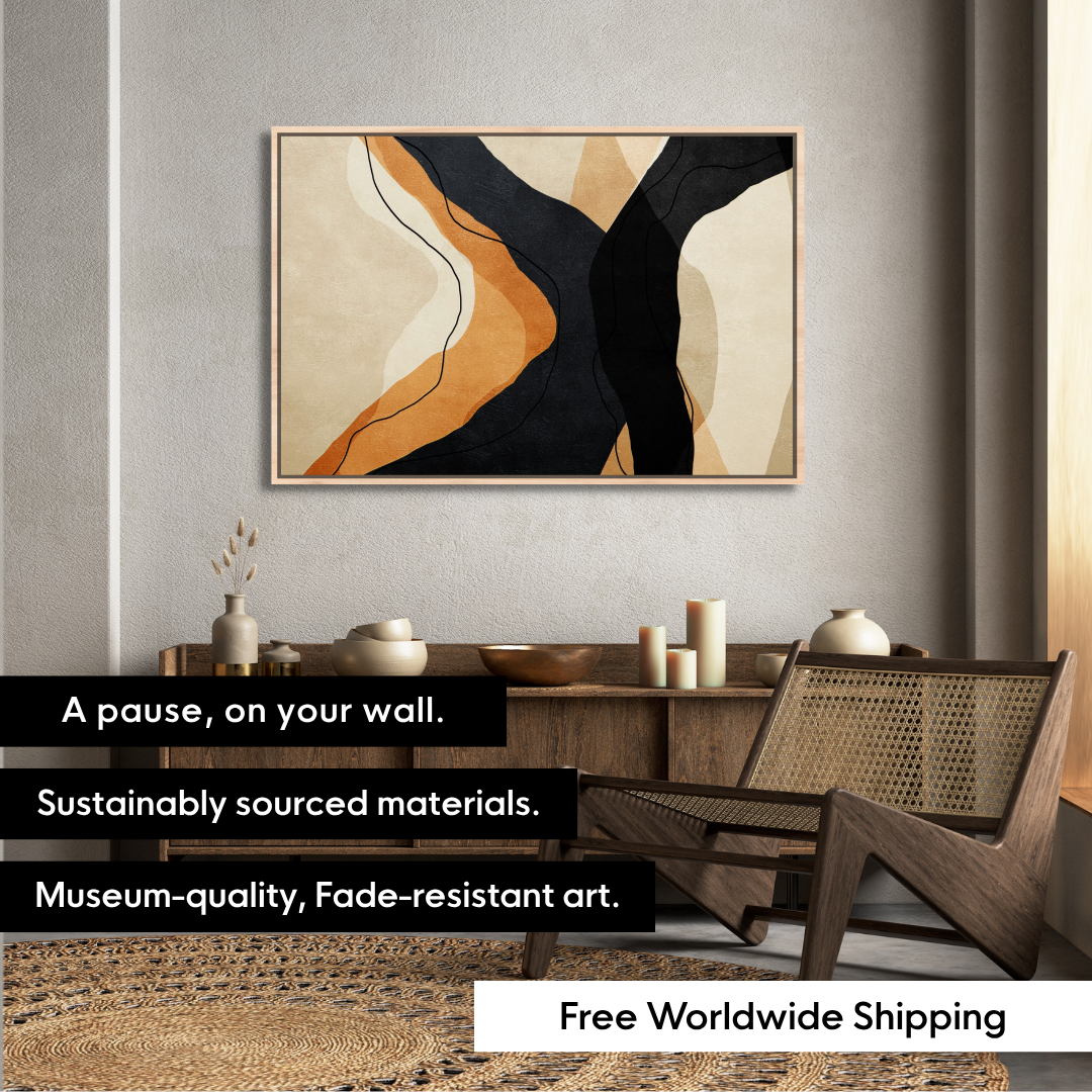 Abstrakte Wellen-Wandkunst in Erdtönen