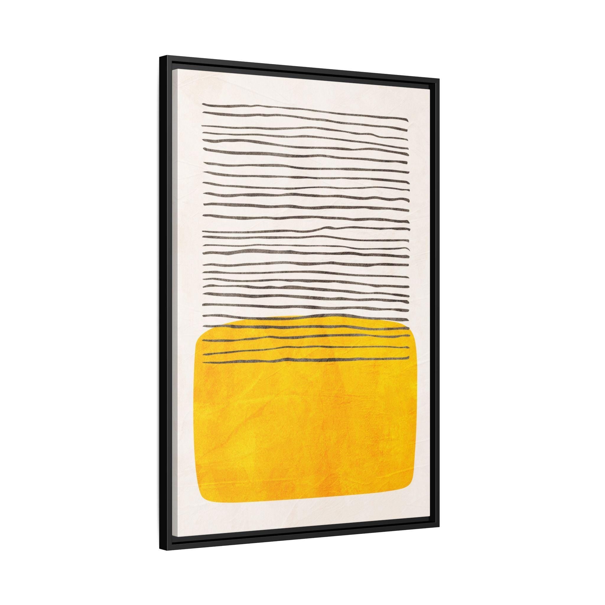 Abstrakte, minimalistische gelbe Blockkunst – Stil B – Gerahmte Leinwand-Wandkunst