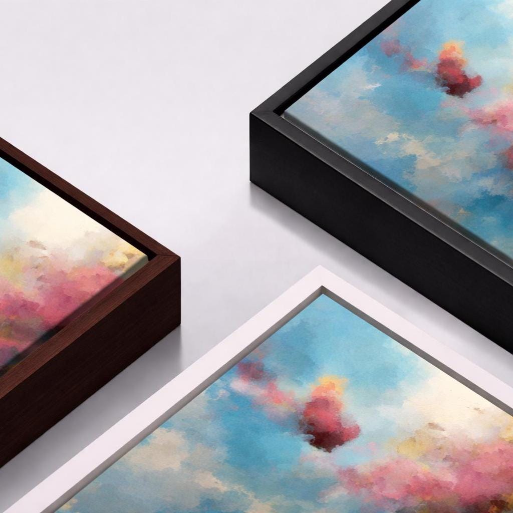 Abstrakte Pastellwolken Kunst - Gerahmte Leinwand Wandkunst