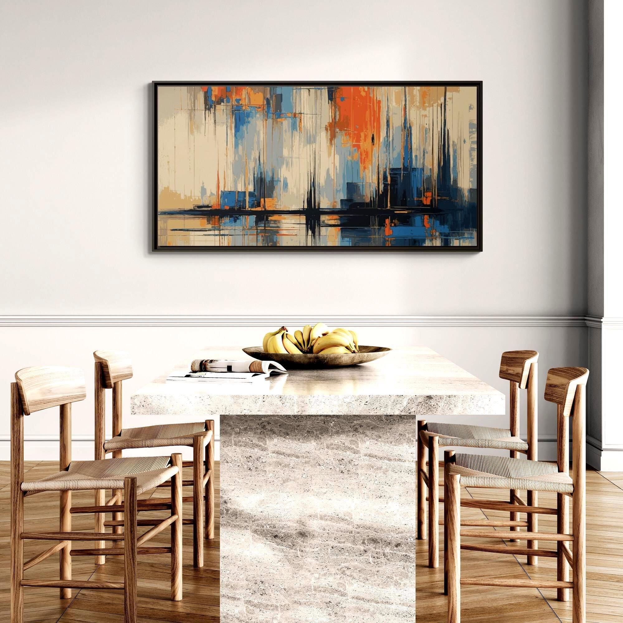 Abstrakte Stadtlandschaft Drip Art – Gerahmtes Leinwandbild