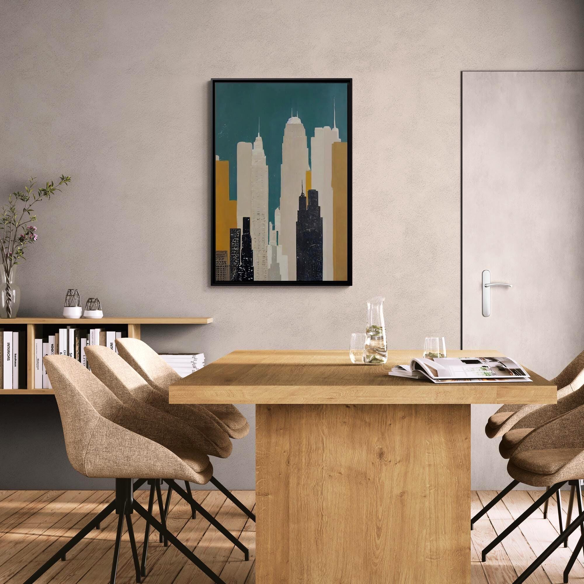 Abstrakte New Yorker Skyline Urban Art – Gerahmte Leinwand-Wandkunst