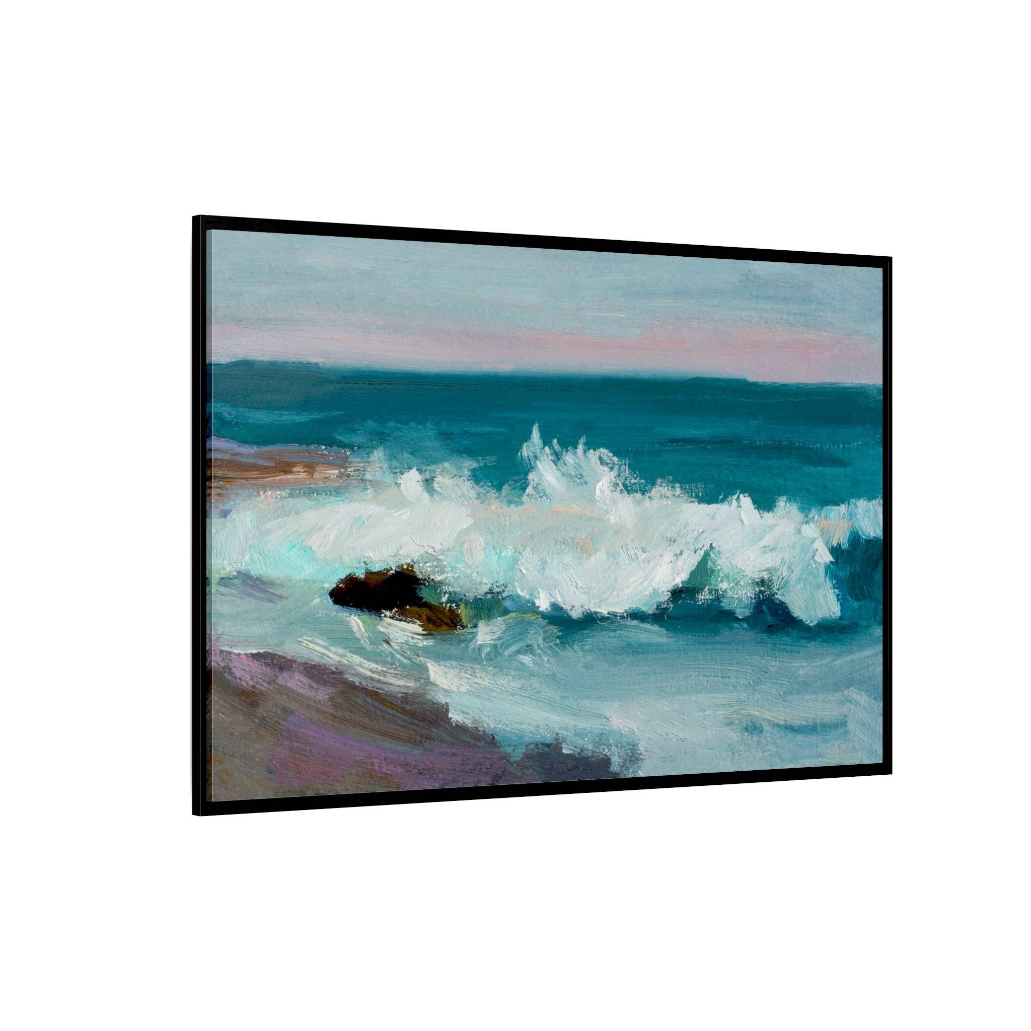 Seaside Waves Ocean Abstract - Framed Canvas Wall Art