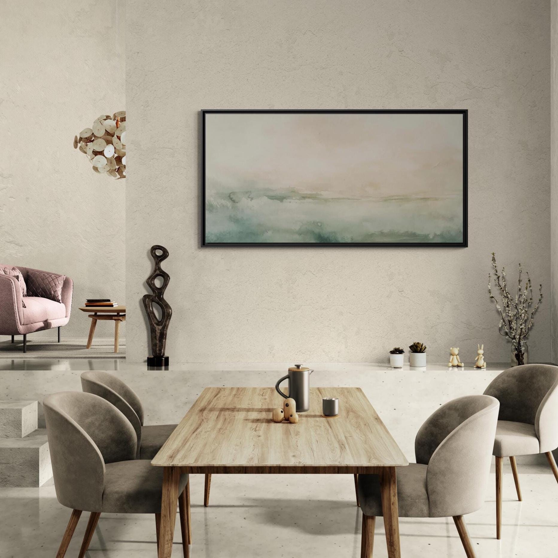 Abstrakte Küstenlandschaft - Gerahmte Leinwand-Wandkunst