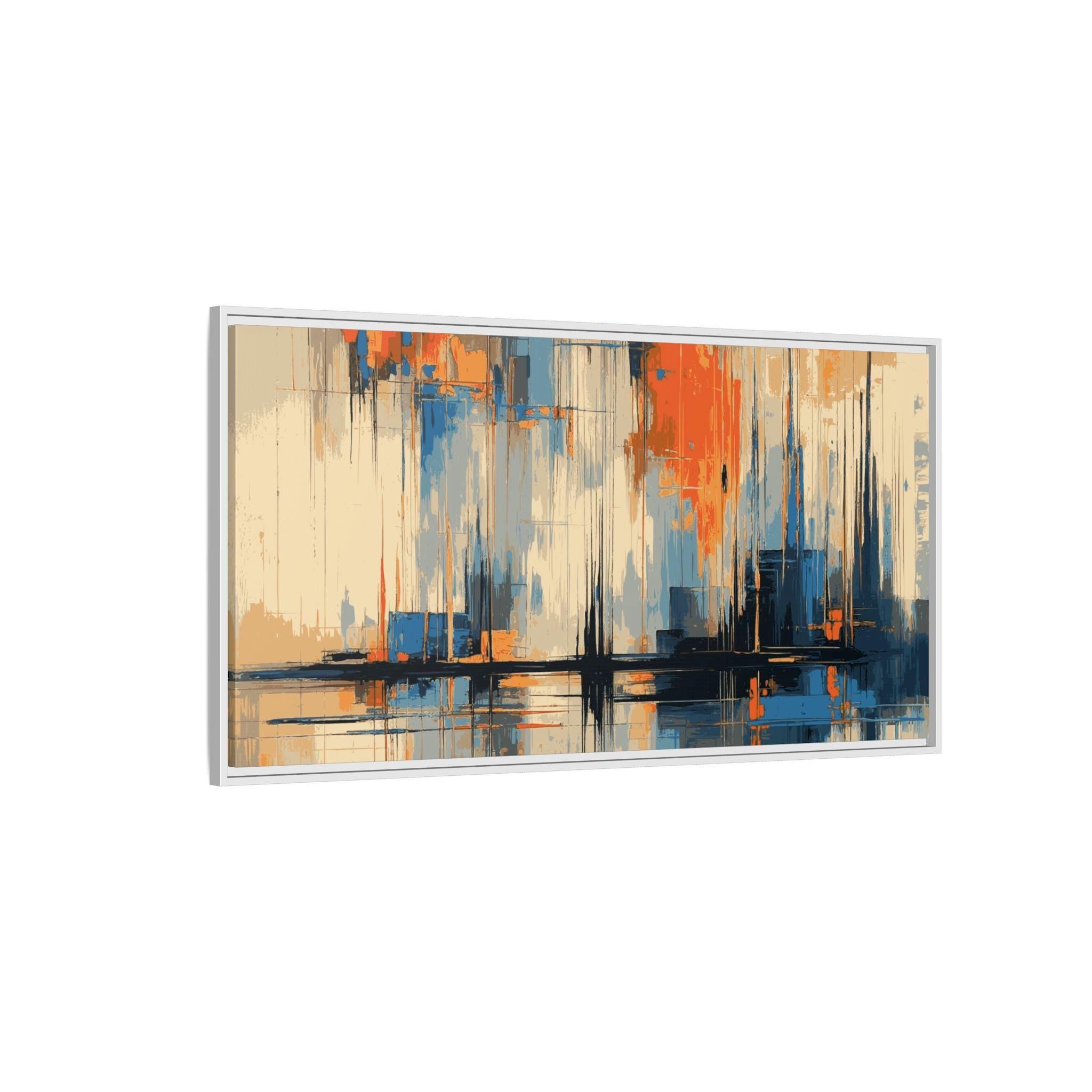 Abstrakte Stadtlandschaft Drip Art – Gerahmtes Leinwandbild