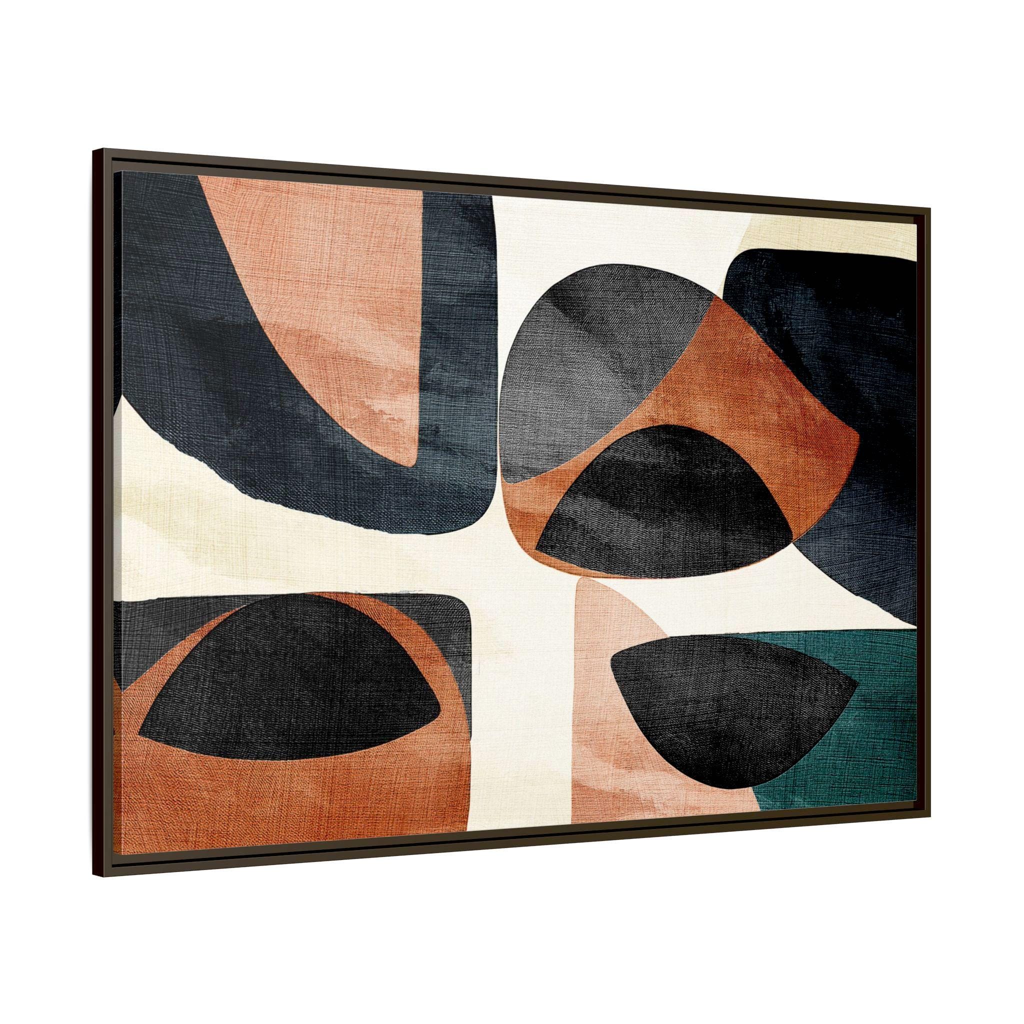 Abstrakte Mid-Century Formen – Gerahmte Leinwand-Wandkunst