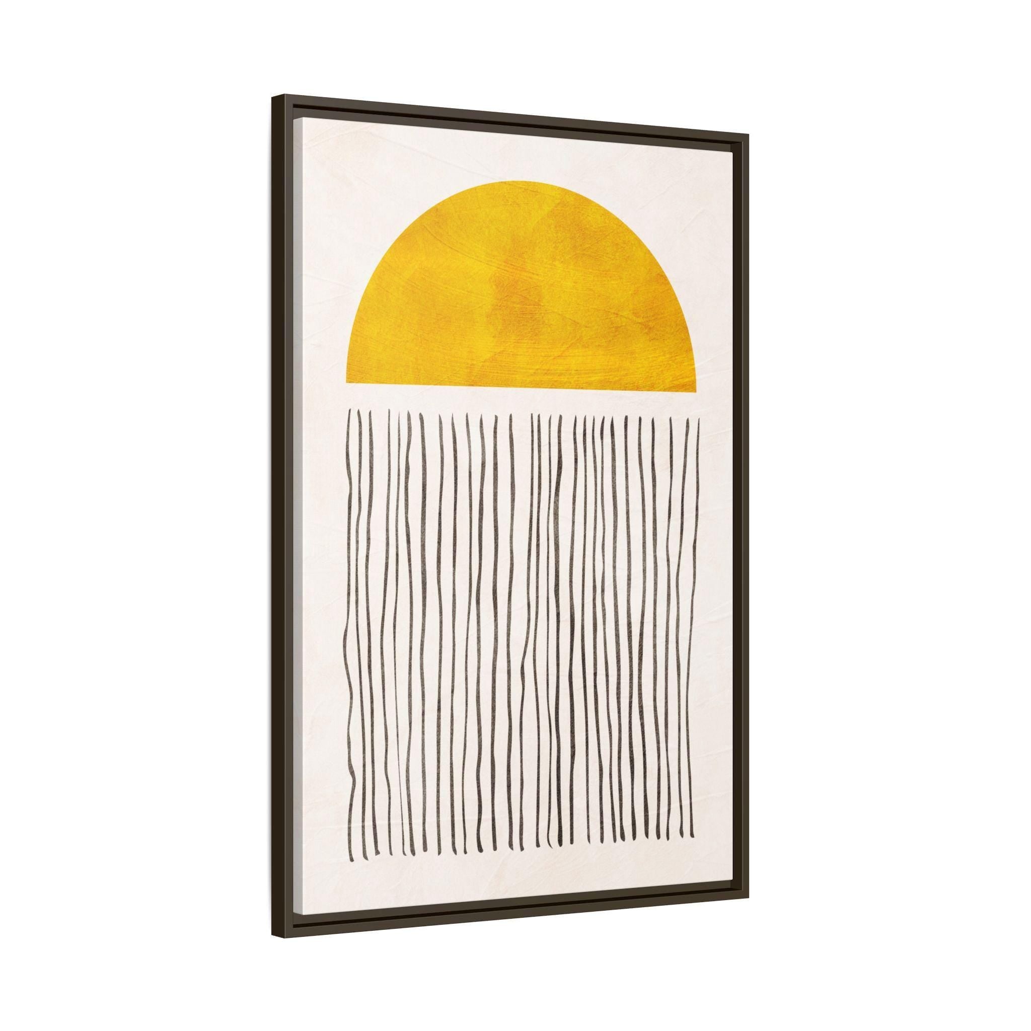 Abstract Yellow Sun Minimalist Art - Style A - Framed Canvas Wall Art