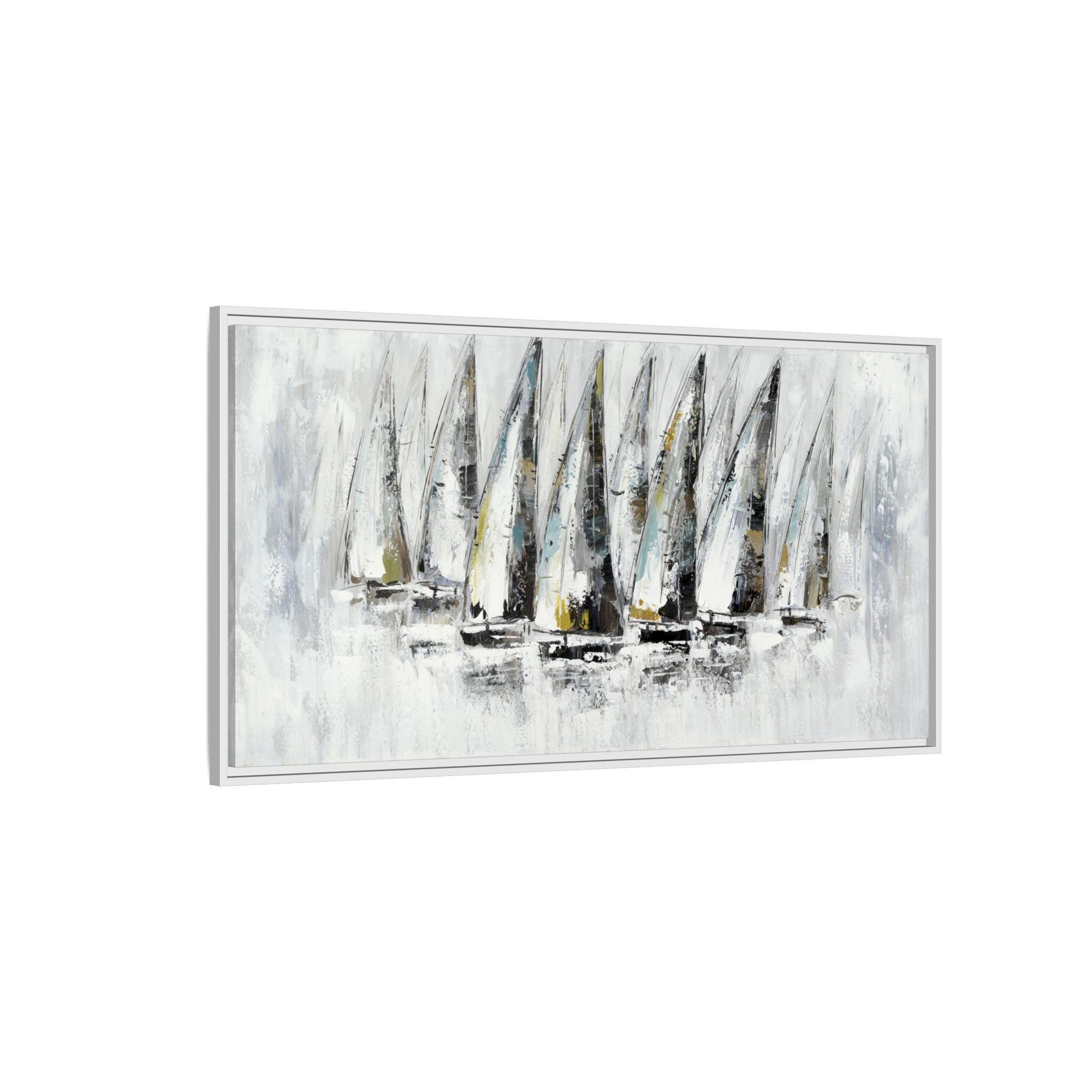 Nautical Abstract Sailboats Painting - Framed Canvas Wall Art