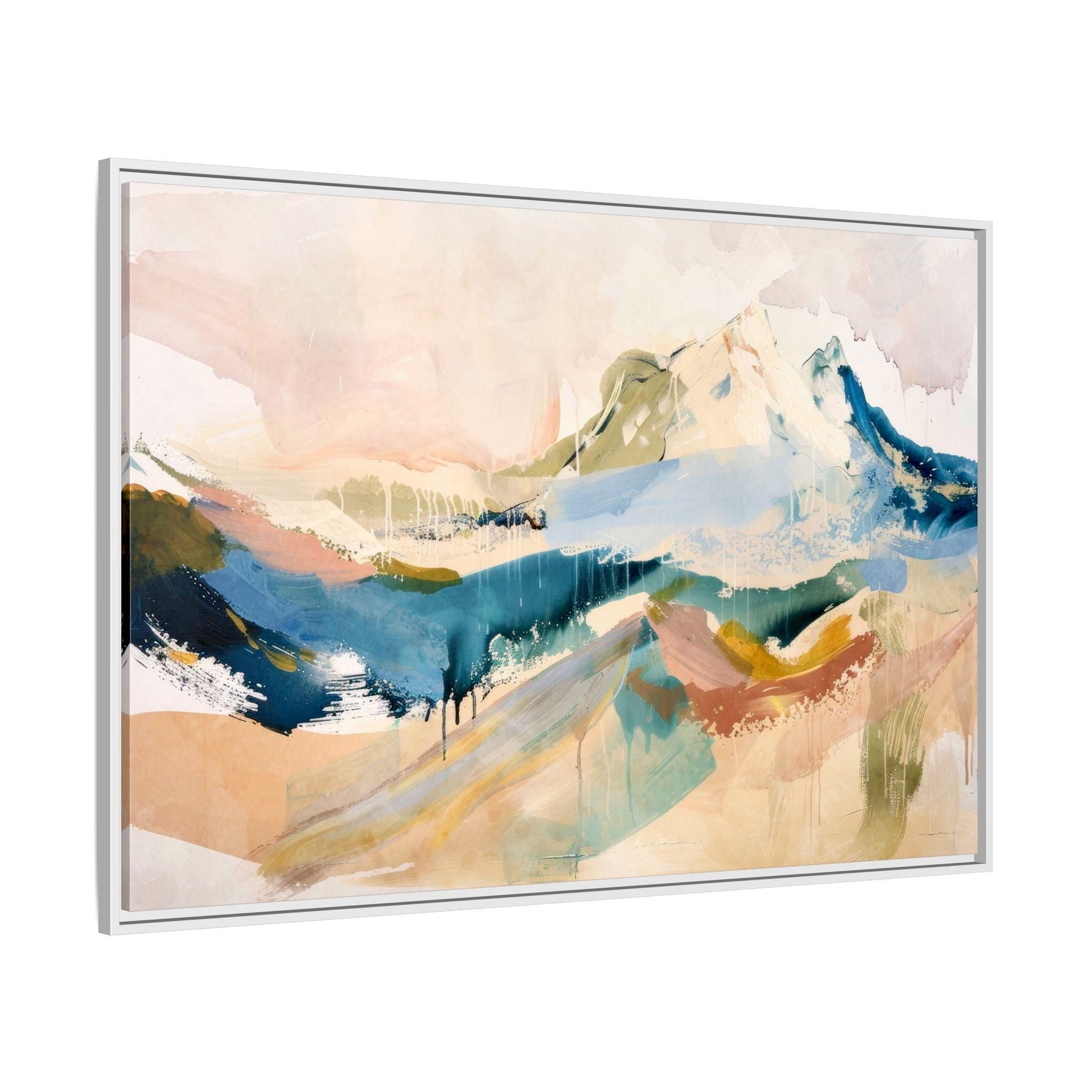 Abstrakte Berglandschaft – Gerahmtes Leinwandbild