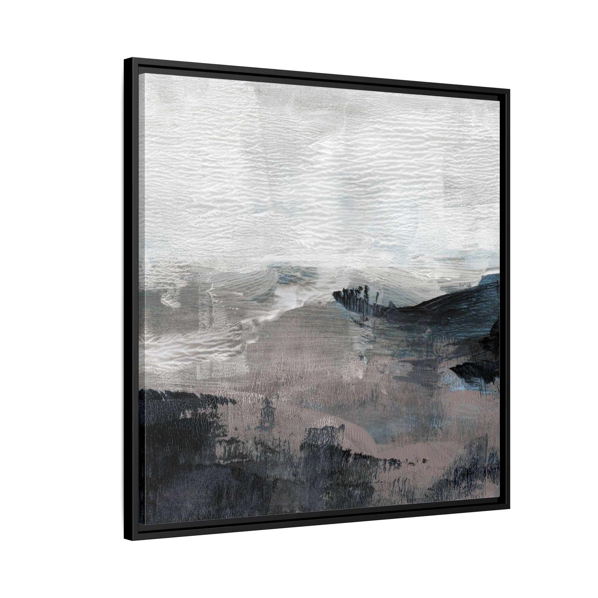 Abstract Blue and Gray Coastal Landscape Art - Framed Canvas Wall Art