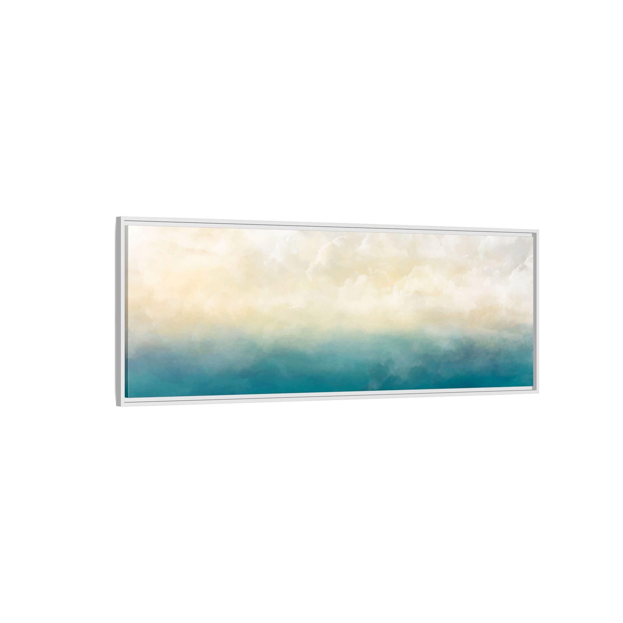 Abstrakte Wandkunst auf Leinwand in Petrol und Ozeanblau – Gerahmt