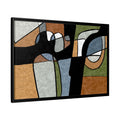 Abstrakte Geometrische Linienkunst – Farbblöcke im Mid-Century-Stil – Gerahmtes Leinwandbild