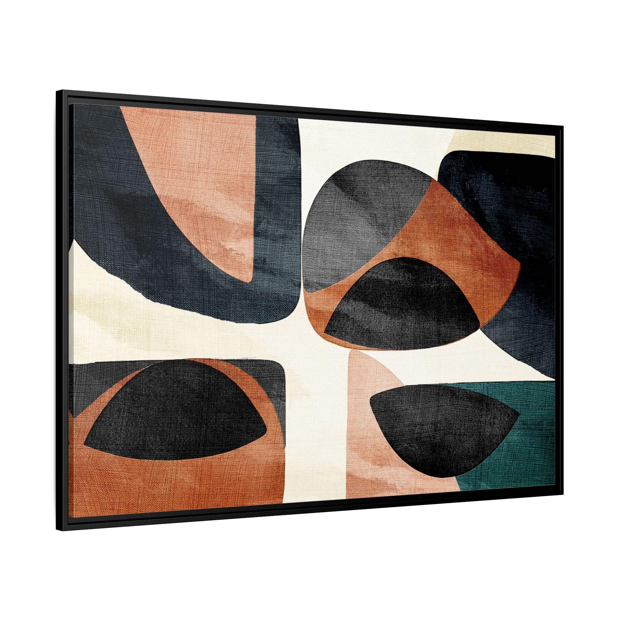 Abstrakte Mid-Century Formen – Gerahmte Leinwand-Wandkunst