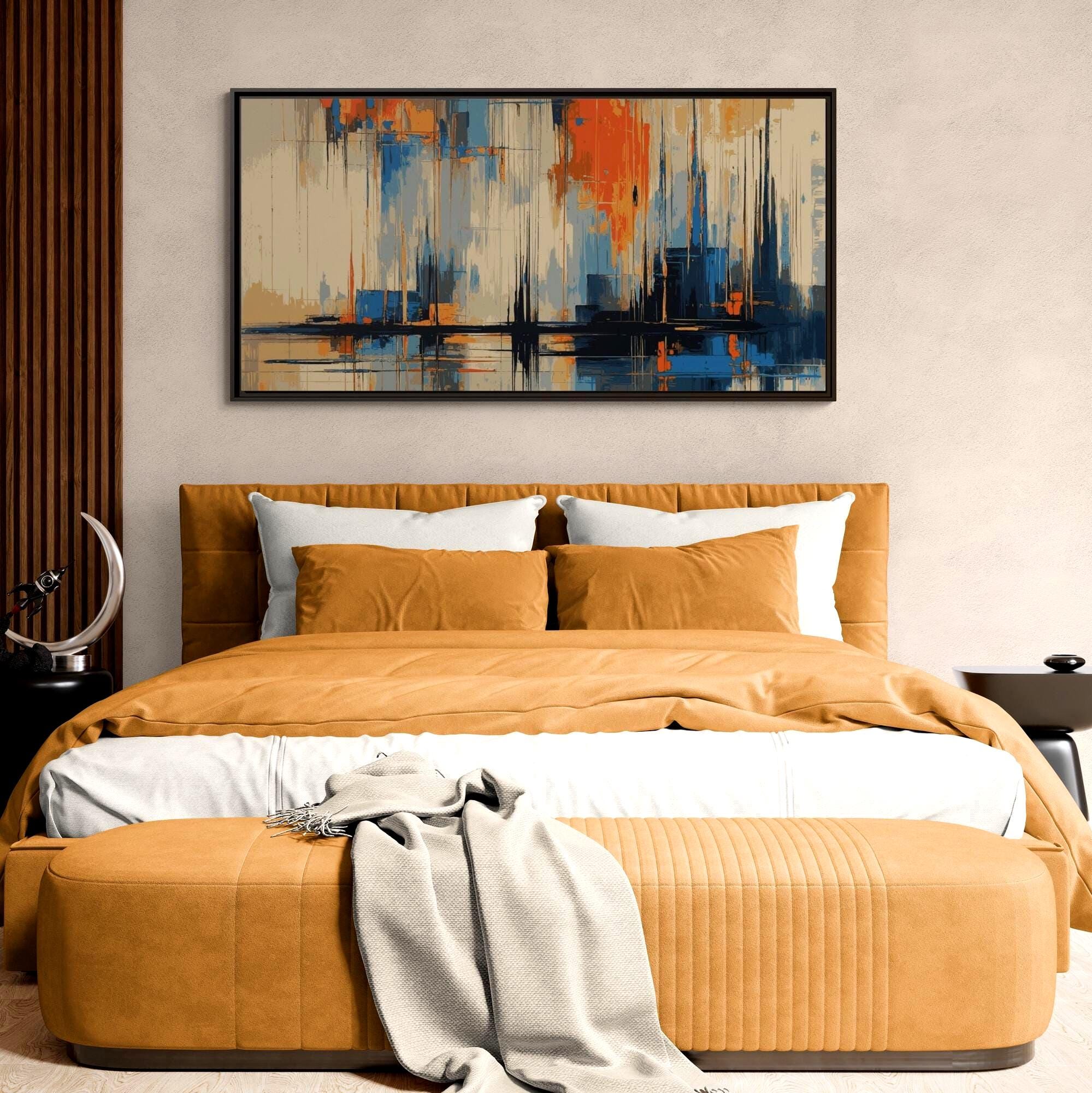 Abstrakte Stadtlandschaft Drip Art – Gerahmtes Leinwandbild
