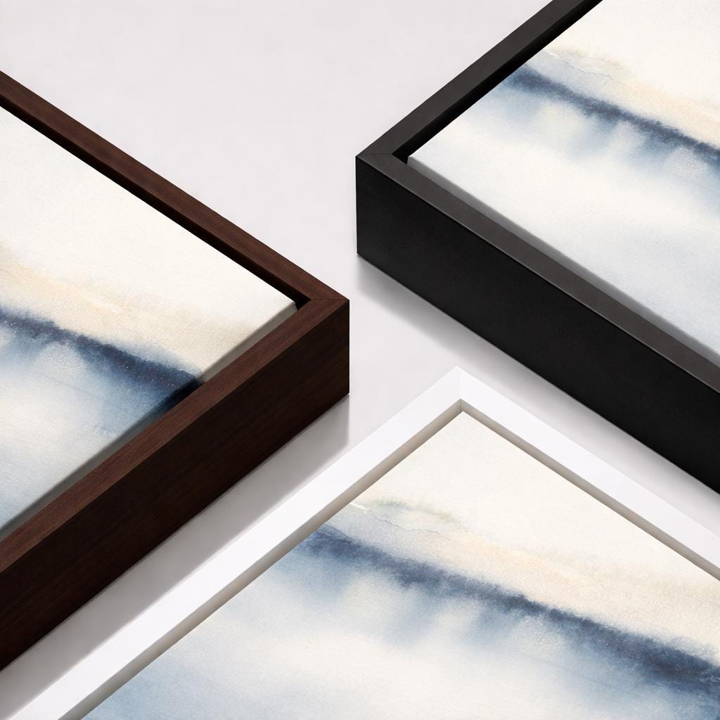 Beige Watercolor Horizon Abstract - Framed Canvas Wall Art