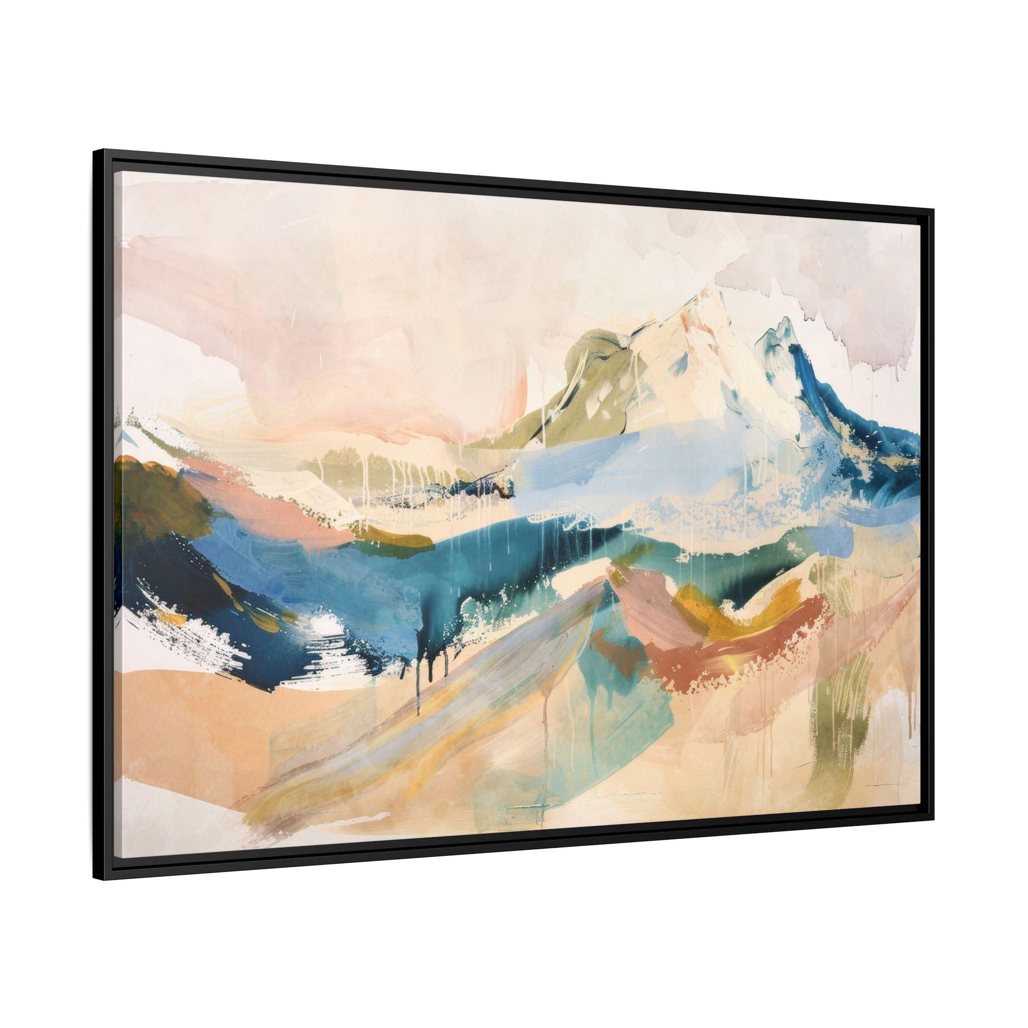 Abstrakte Berglandschaft – Gerahmtes Leinwandbild
