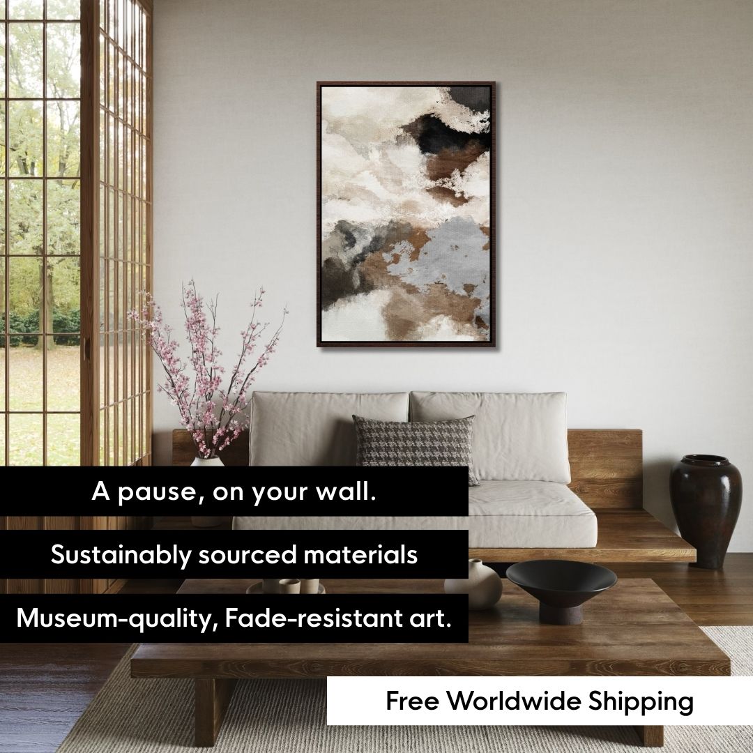 Neutrales, abstraktes Aquarell-Wandbild – Stil C