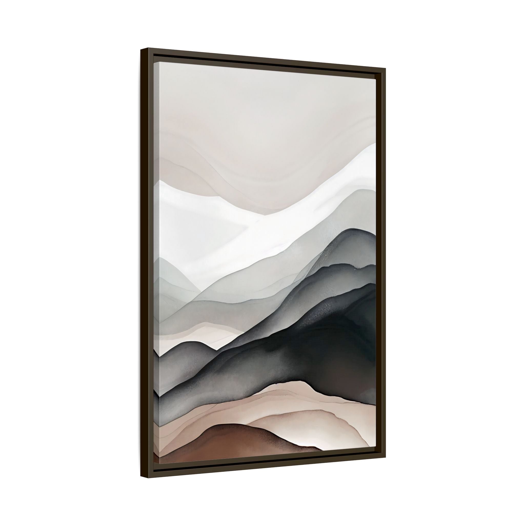 Neutrale abstrakte Berglandschaft – gerahmte Leinwand-Wandkunst