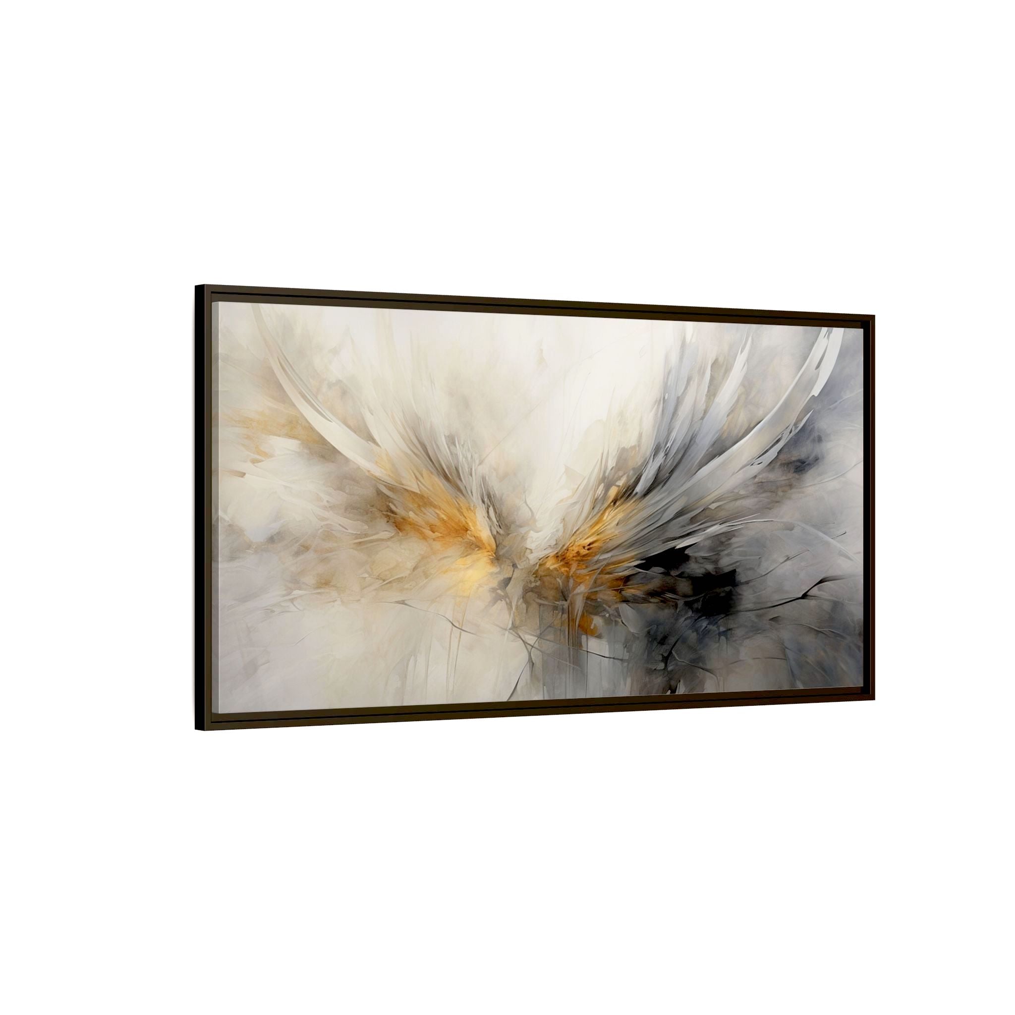 Gray, Gold, and Beige Feathered Wings Abstract Wall Art