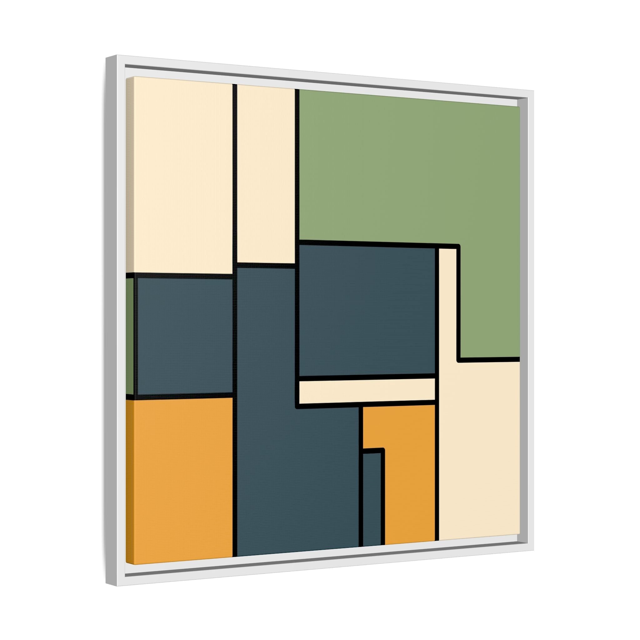 Geometric Color Block Abstract Matte Canvas Framed