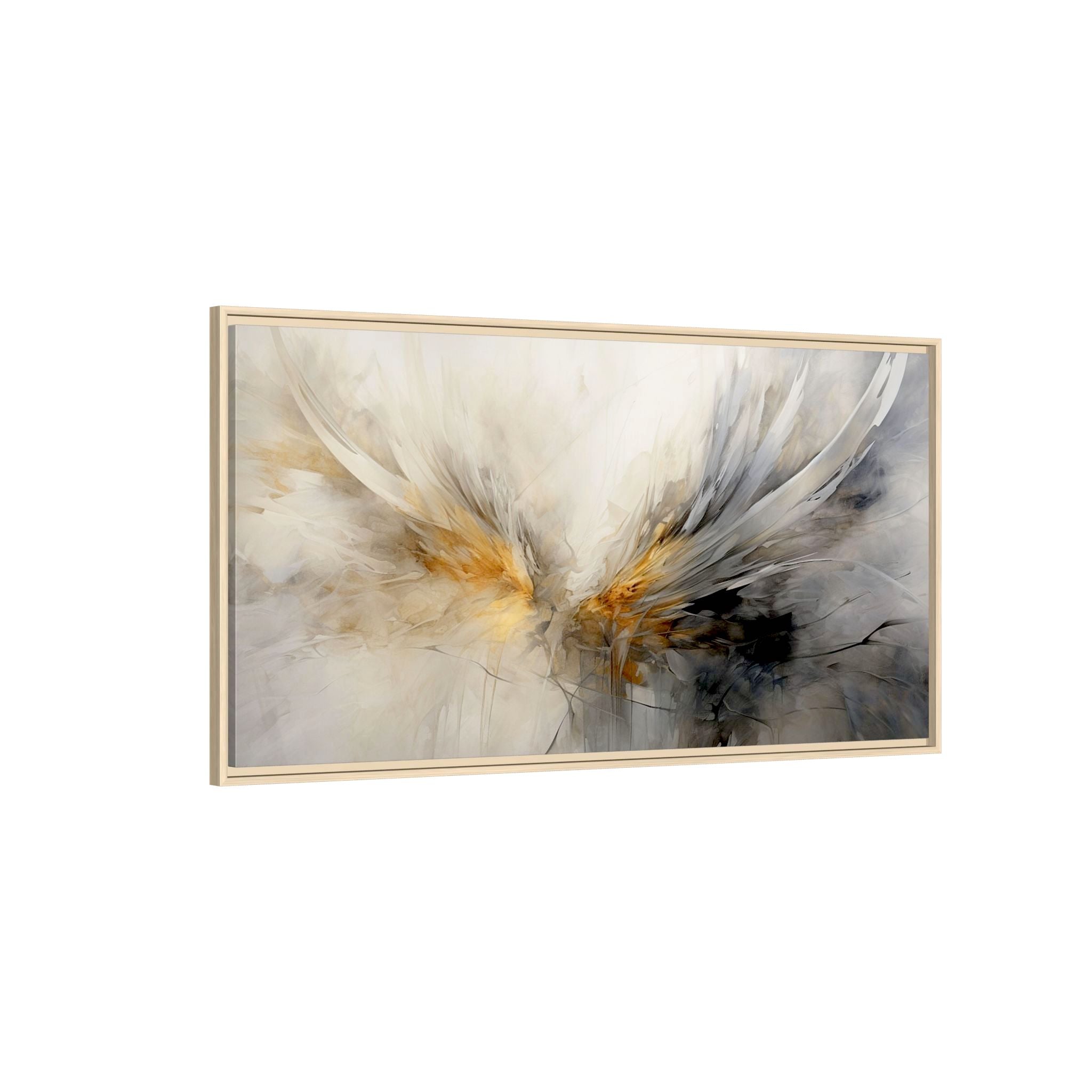 Gray, Gold, and Beige Feathered Wings Abstract Wall Art