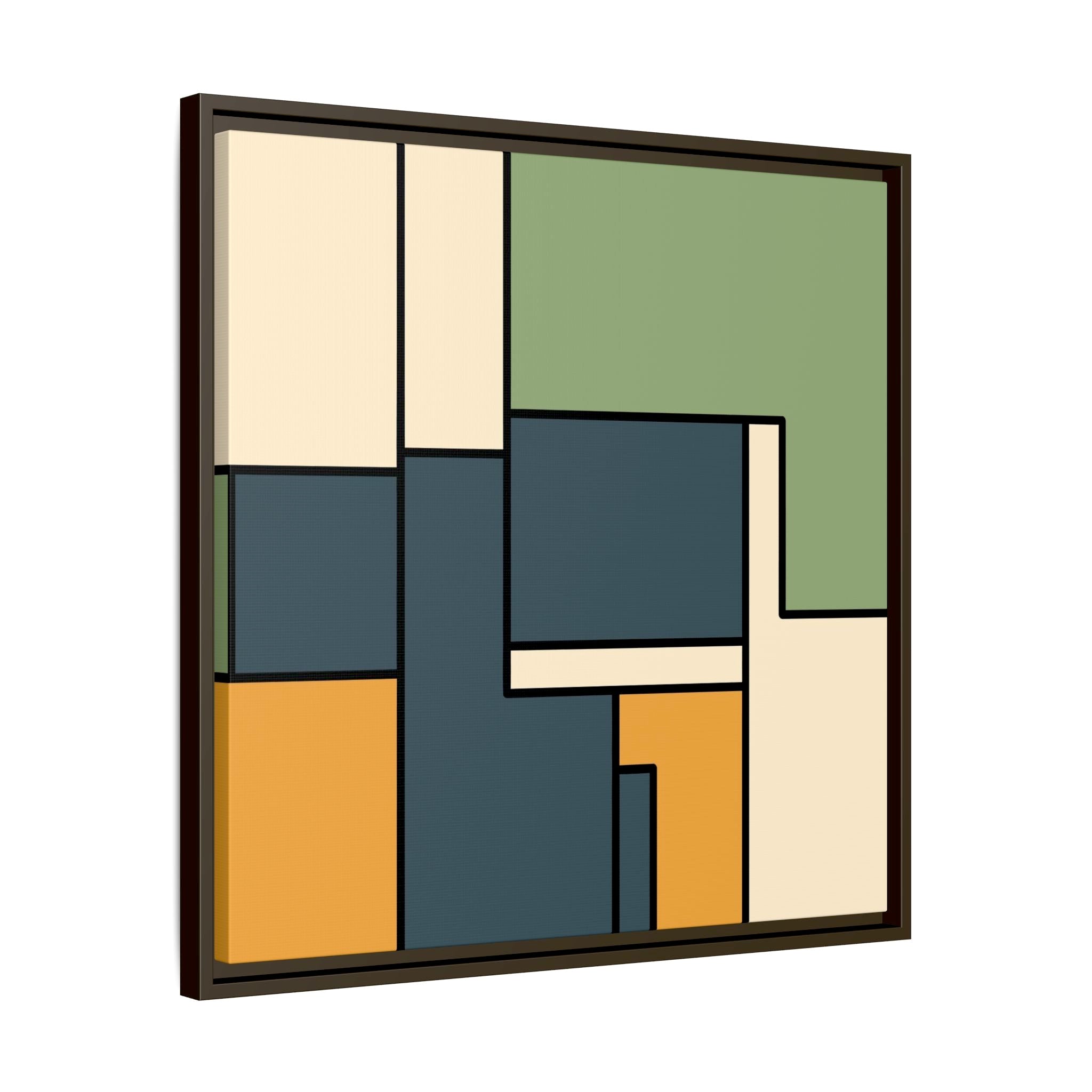 Geometric Color Block Abstract Matte Canvas Framed
