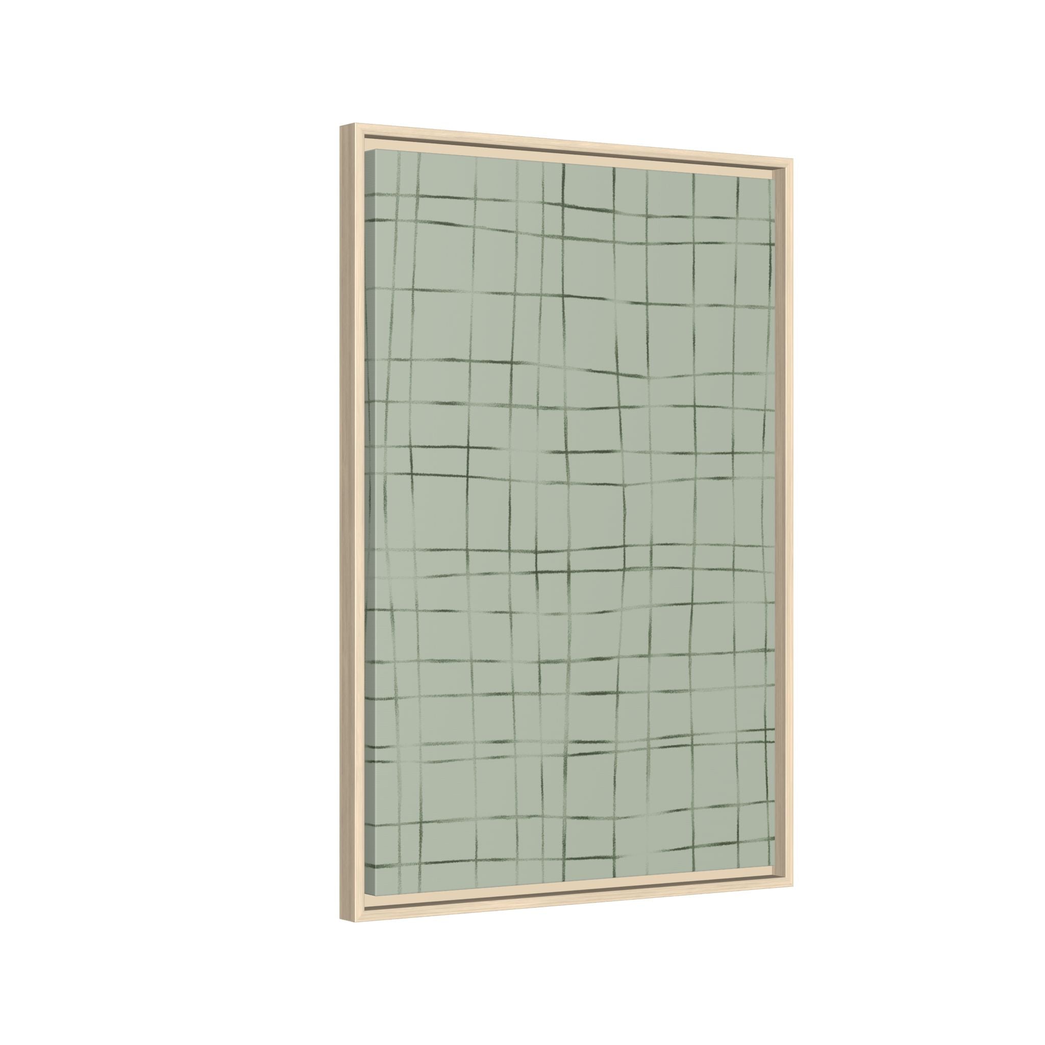 Wabi-Sabi Green Crosshatch Pattern Wall Art